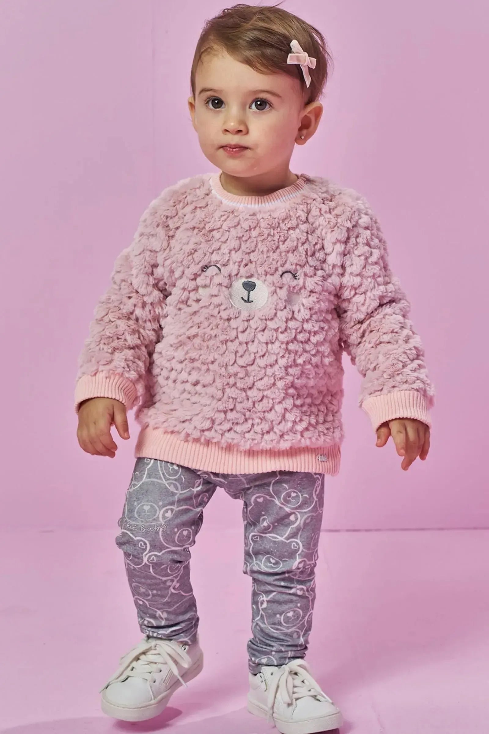 Conjunto de Blusão em Pêlo Ondas e Calça Legging em Termoskin Peluciado 92263 Kukiê Bebê Menina