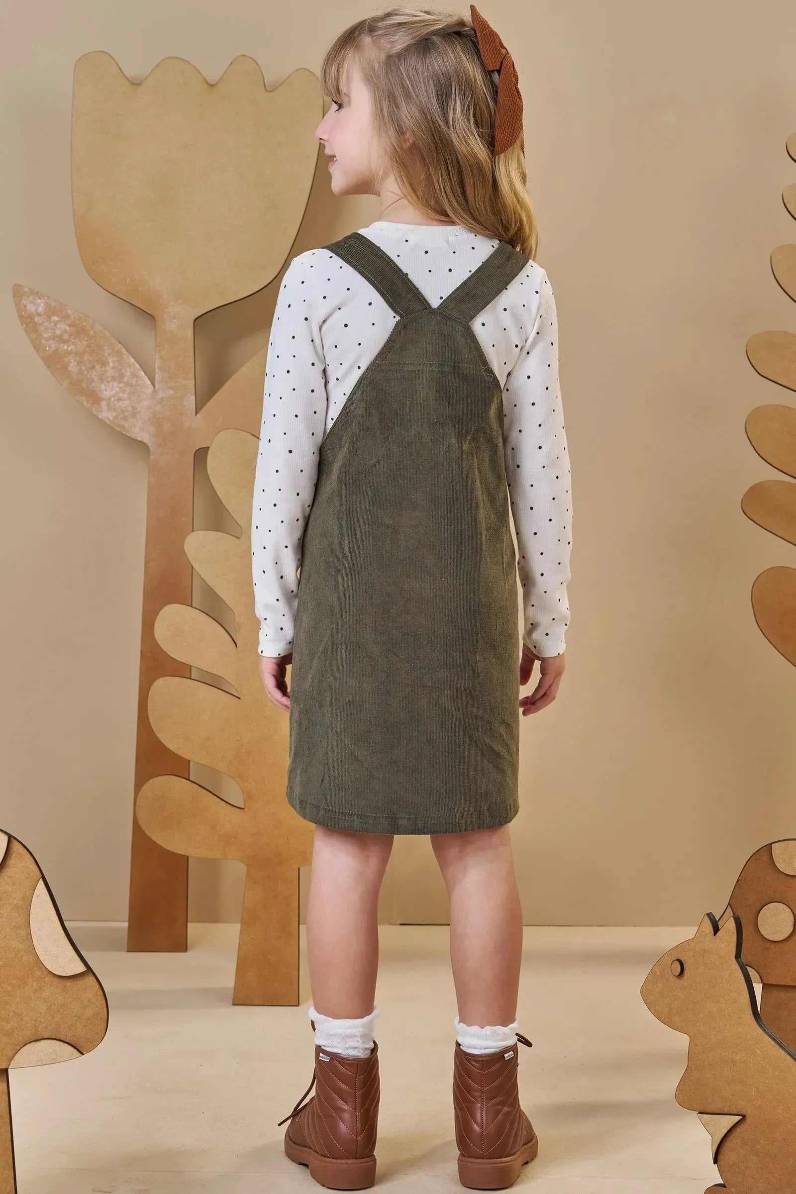 Conjunto de Blusa em Canelado Liz com Salopete em Veludo Cotelê 92407 Infanti Infantil Menina