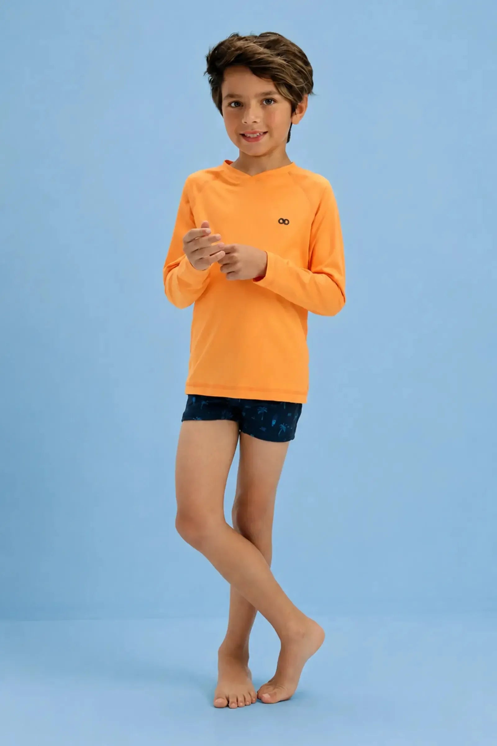 Conjunto de Camiseta e Sunga em Malha UV Dry com Proteção Uv 50+ 92473 LucBoo Infantil Menino