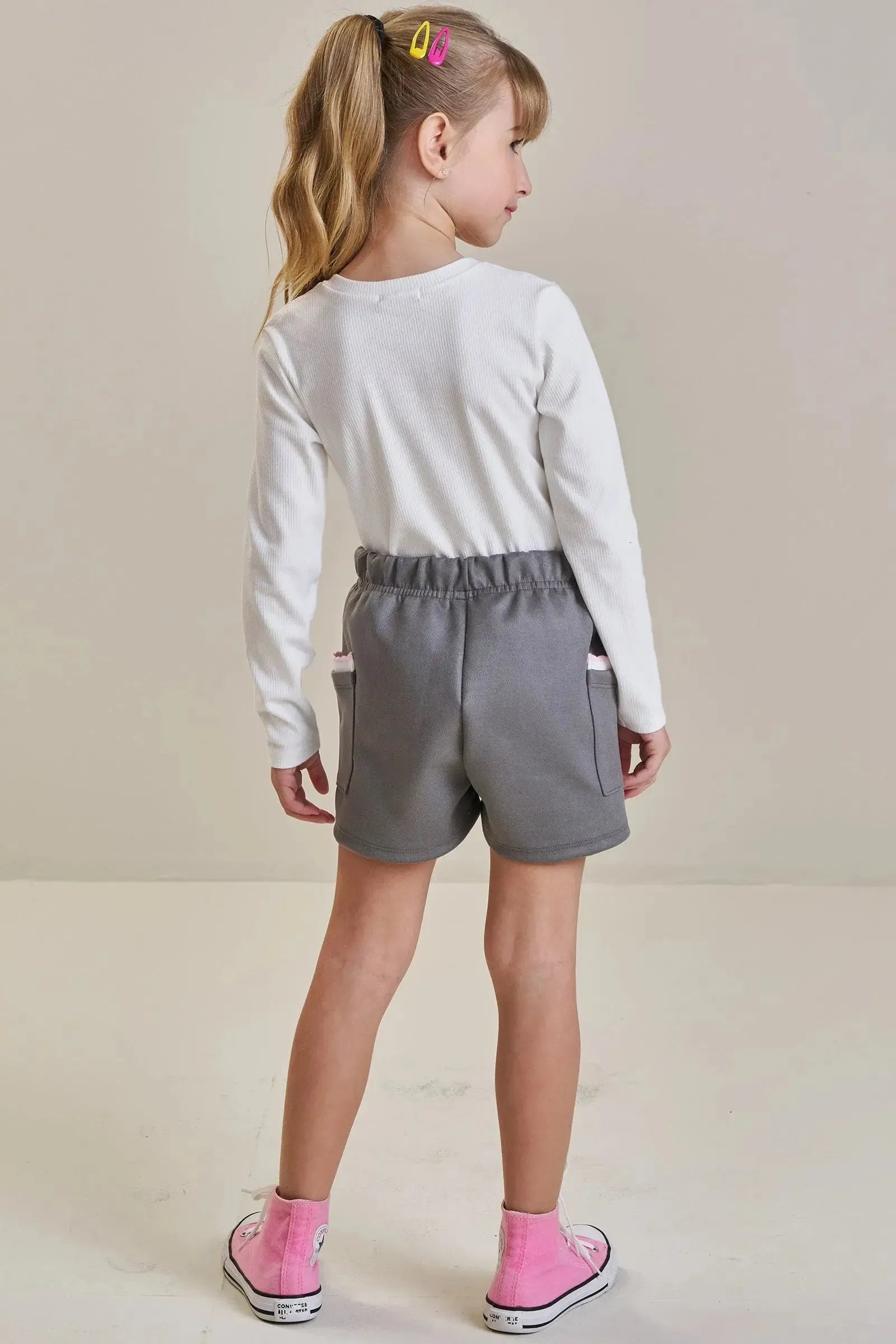 Conjunto de Blusa em Canelado Liz e Shorts em Suede Twill 92595 Infanti Infantil Menina