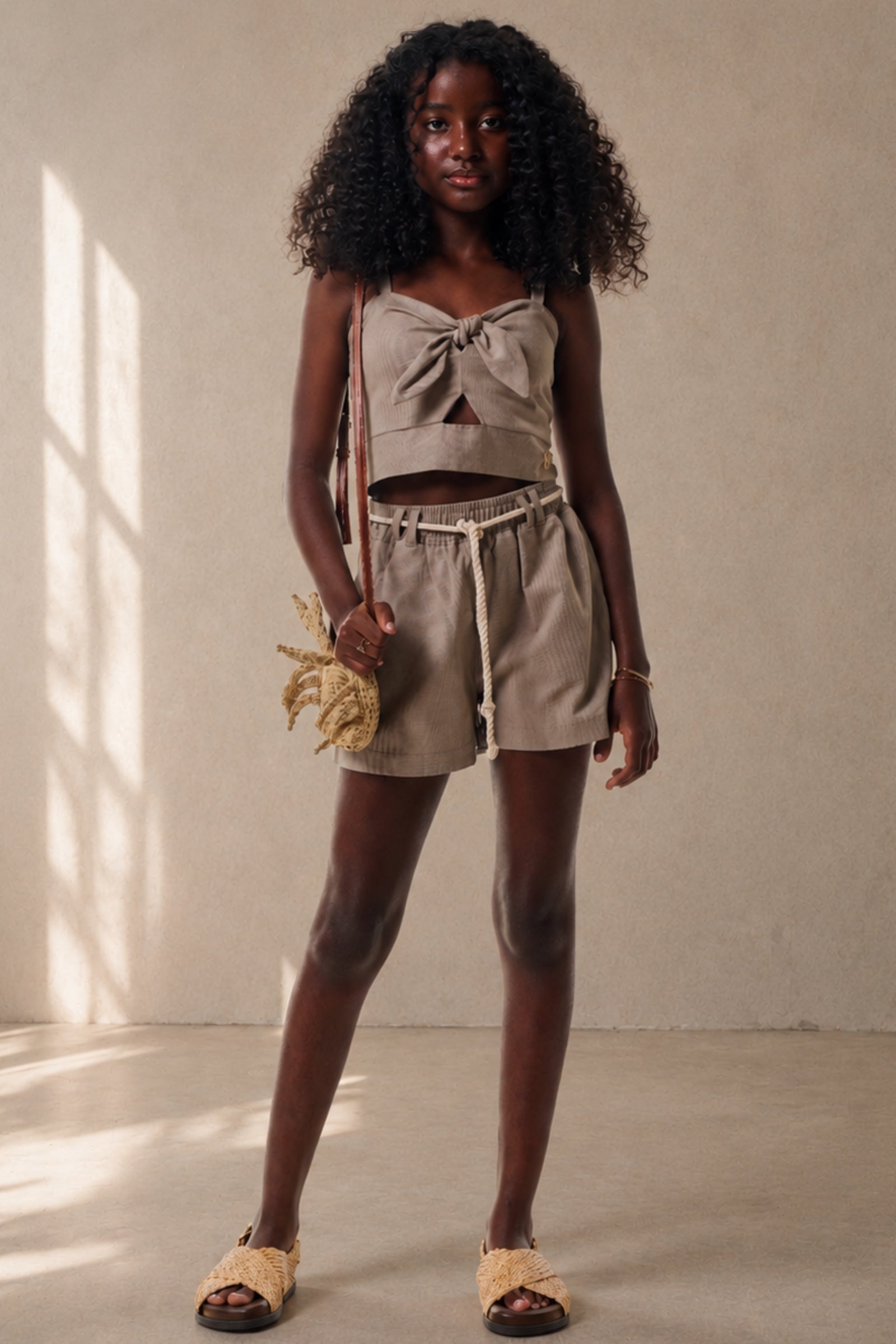 Conjunto de Regata e Shorts em Linho Santorine 92606 Lilimoon Teen Menina