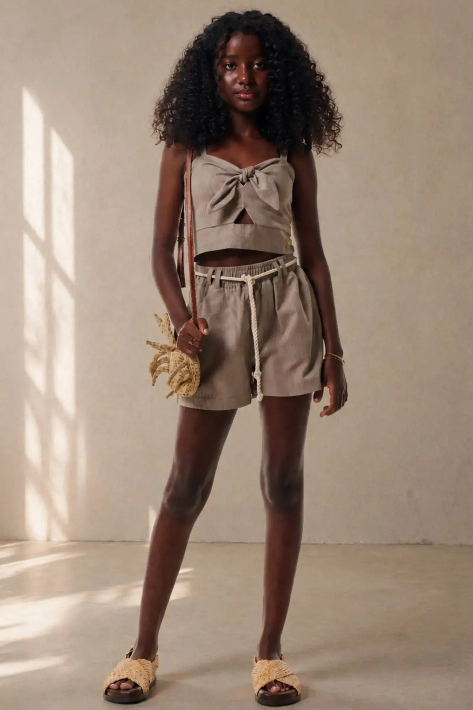 Conjunto de Regata e Shorts em Linho Santorine 92606 Lilimoon Teen Menina