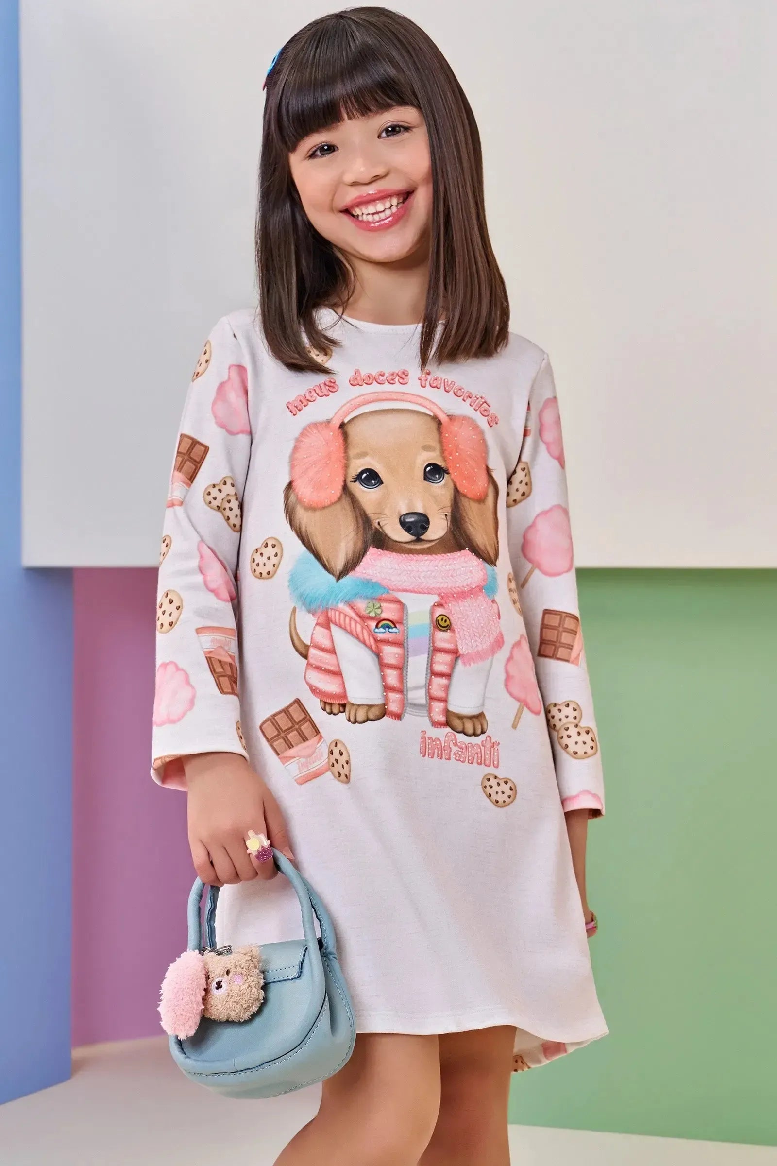 Vestido em Molecotton 92616 Infanti Infantil Menina