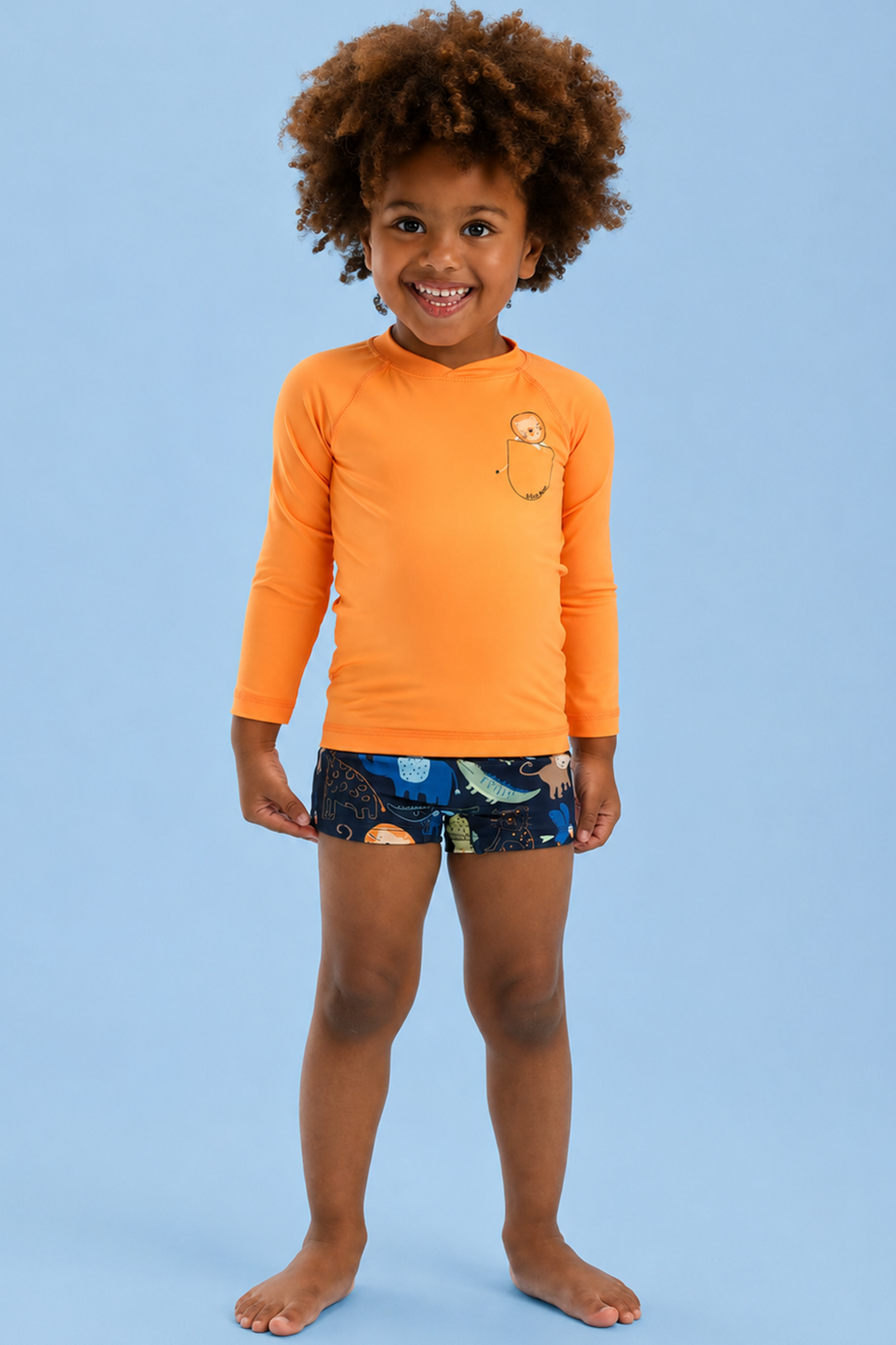 Conjunto de Camiseta e Sunga em Malha UV Dry com Proteção UV 50+ 92882 LucBoo Bebê Menino