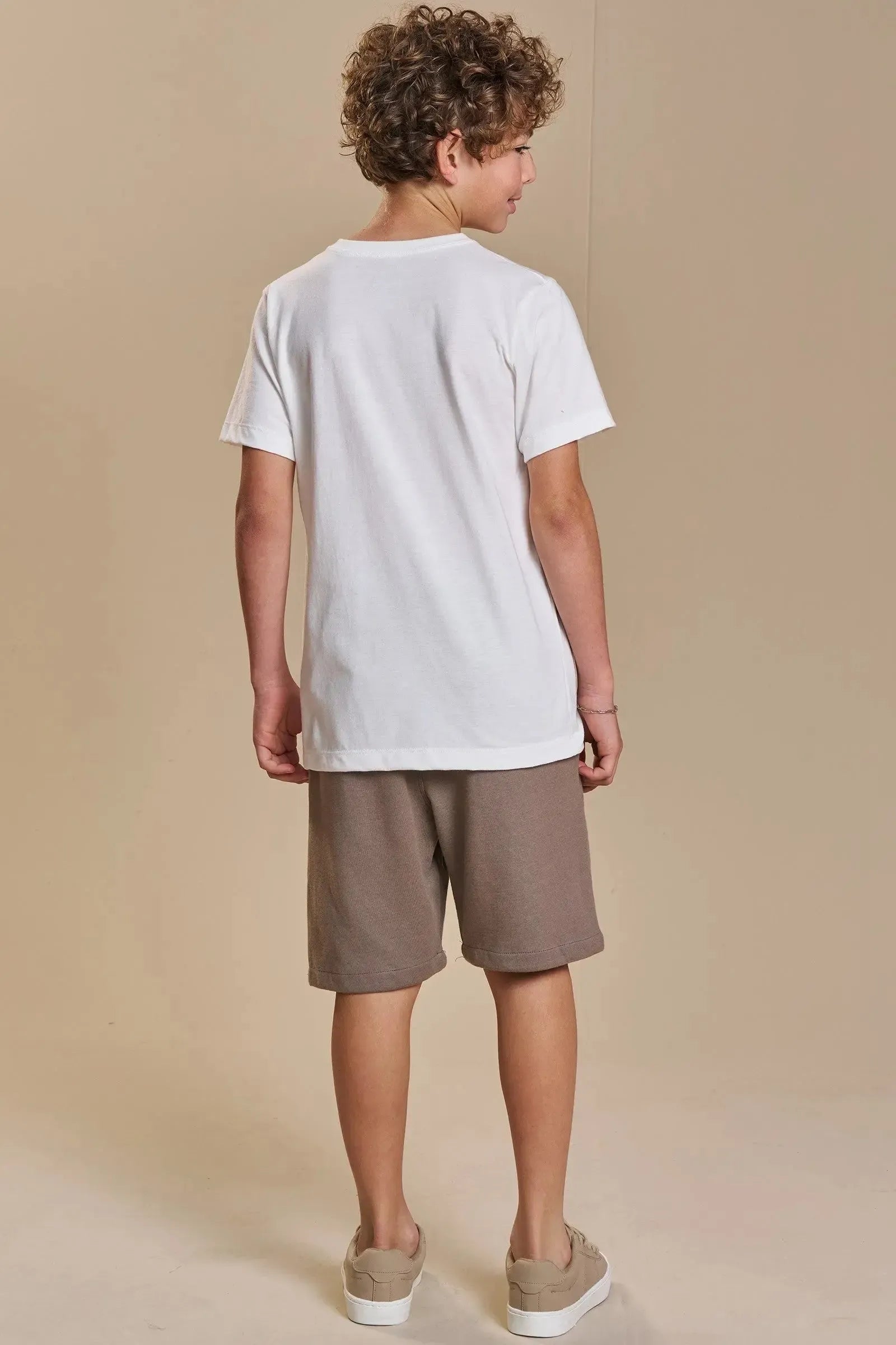 Conjunto de Camiseta em Meia Malha e Bermuda em Moletom sem Pelúcia 93375 Johnny Fox Teen Menino