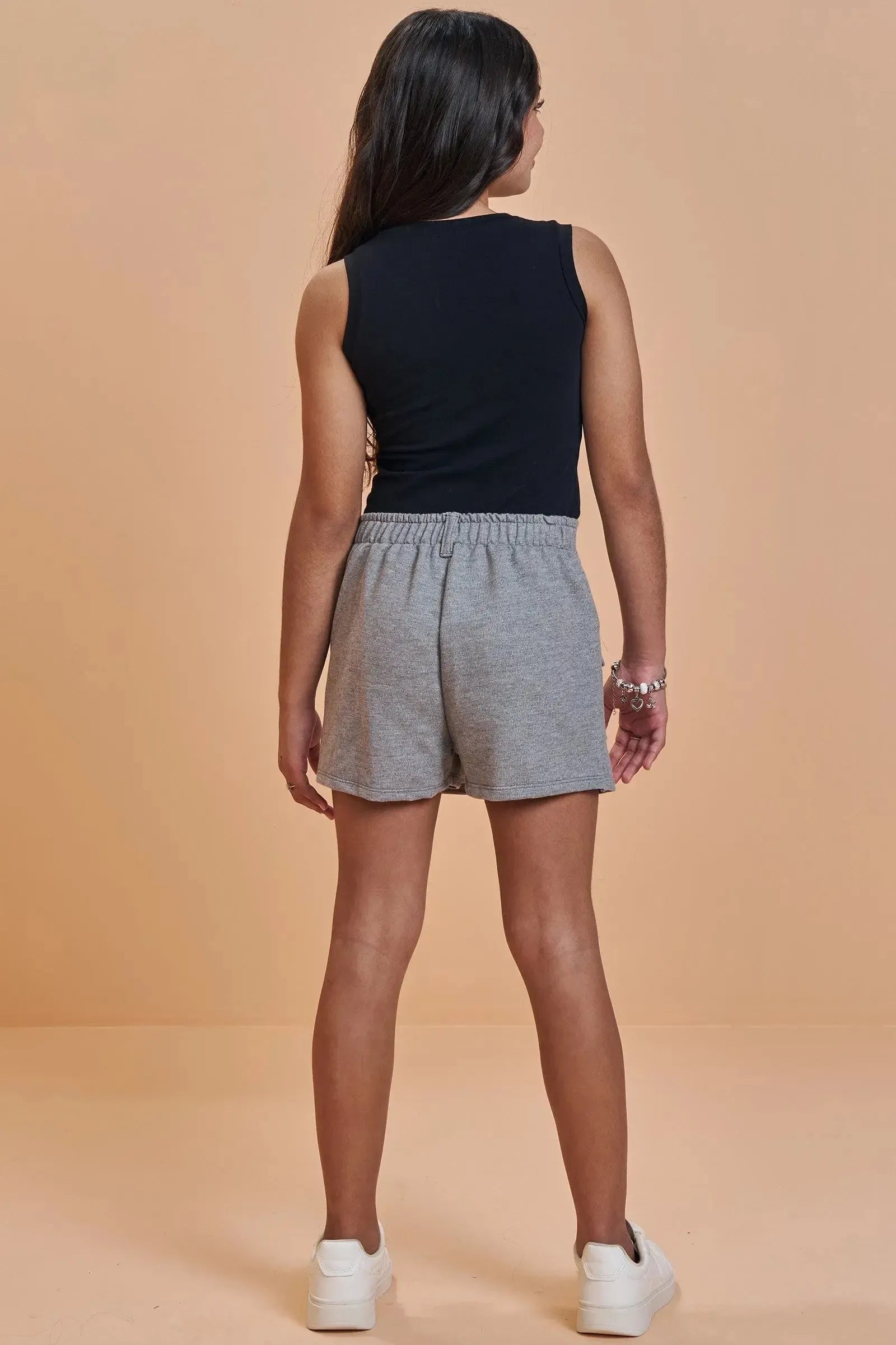 Conjunto de Blusa Boxy em Cotton e Short Saia em Moletom sem Pelúcia 93519 Vic&Vicky Teen Menina