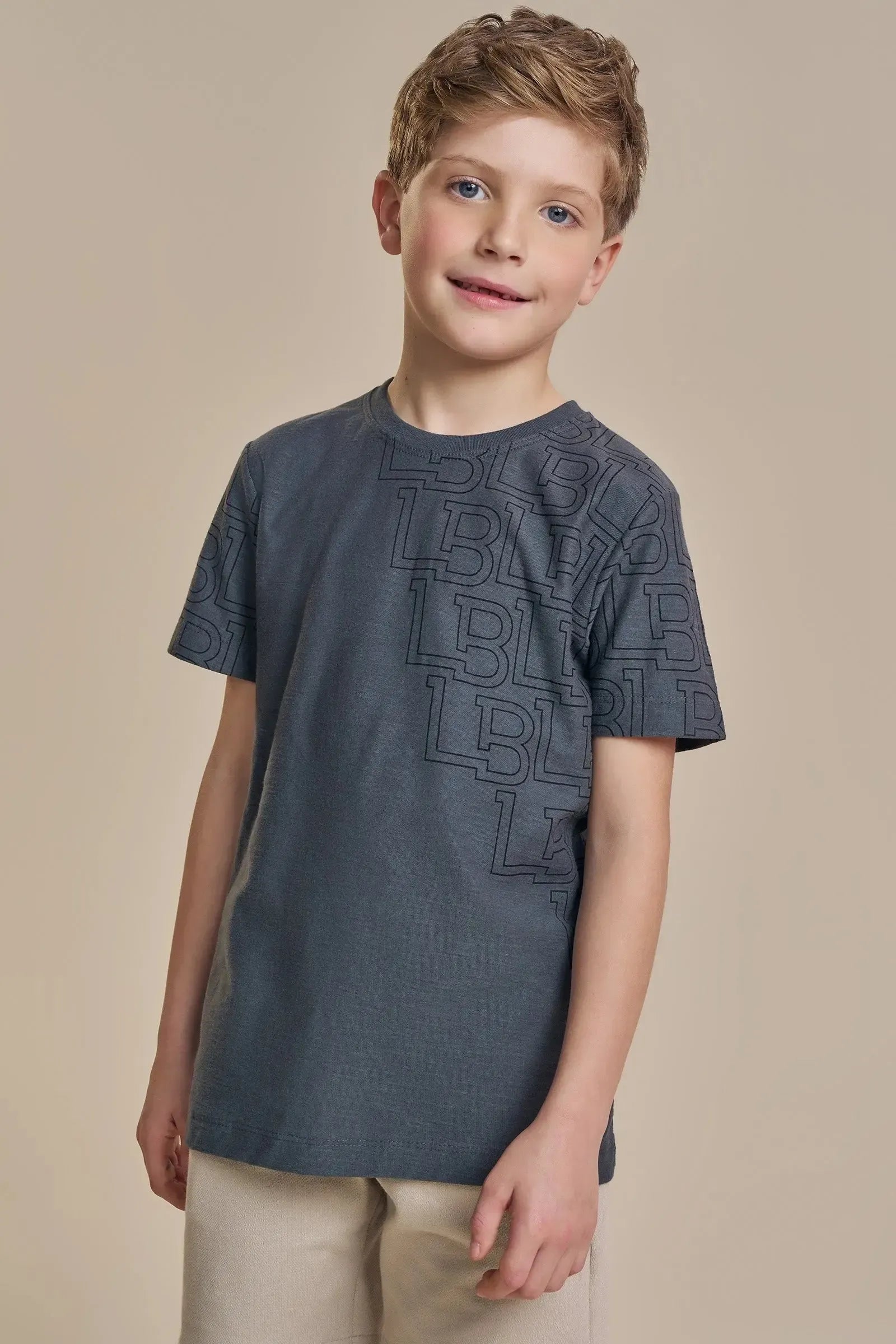 Camiseta em Malha Flamê 93522 LucBoo Infantil Menino