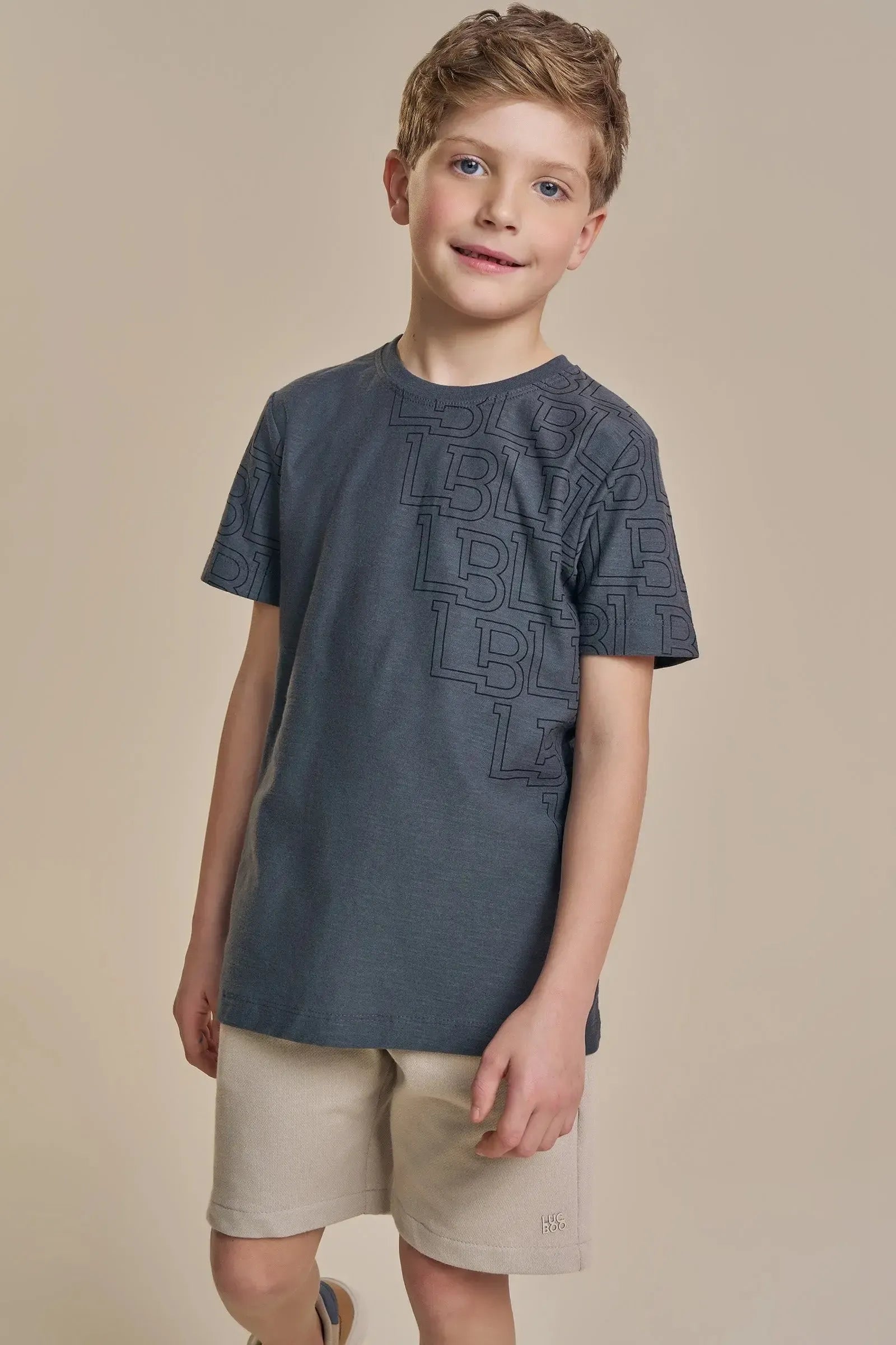 Bermuda em Moletwill com Elastano 93720 LucBoo Infantil Menino