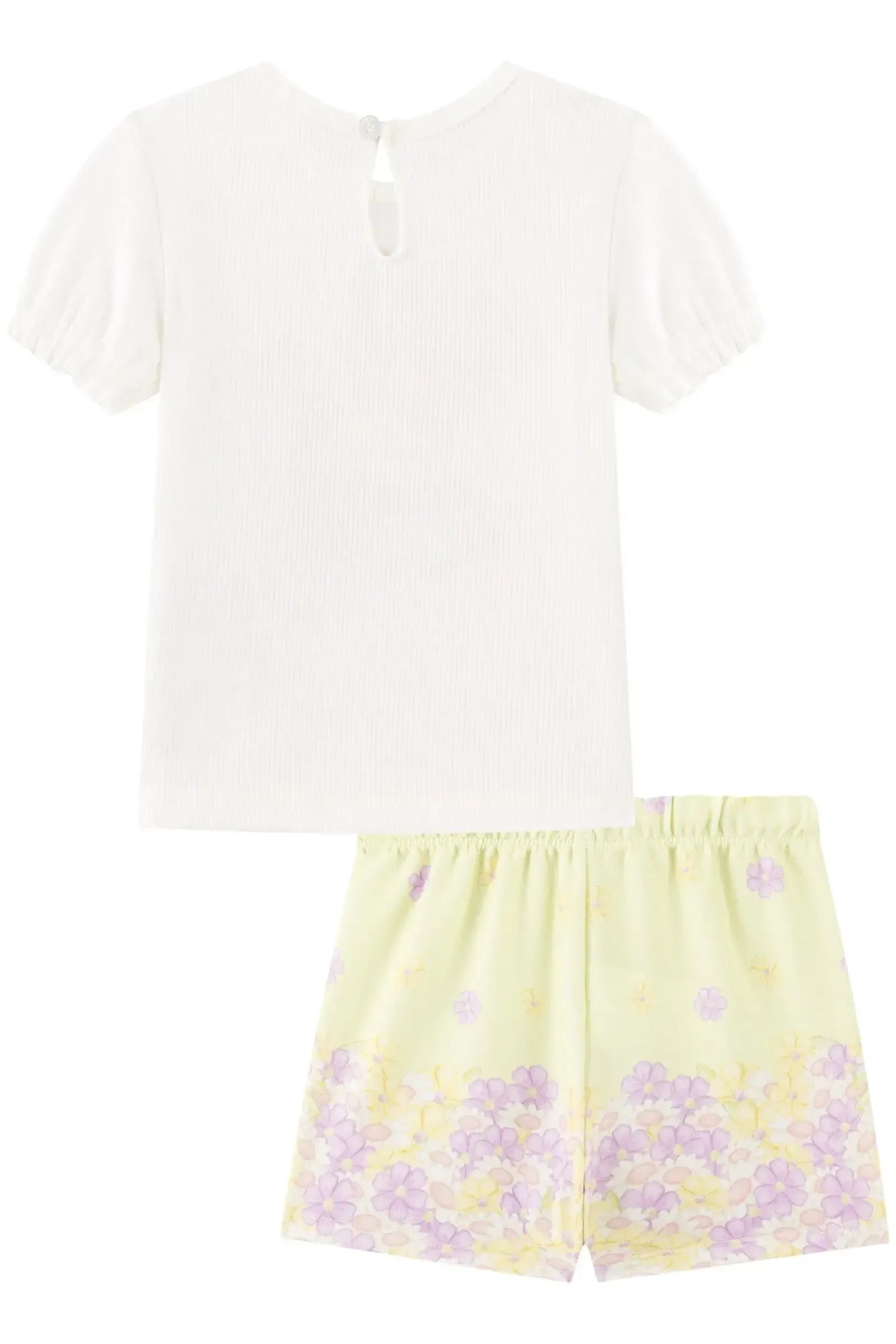 Conjunto de Blusa em Canelado Liz e Shorts em Molecotton 94223 Kukiê Infantil Menina