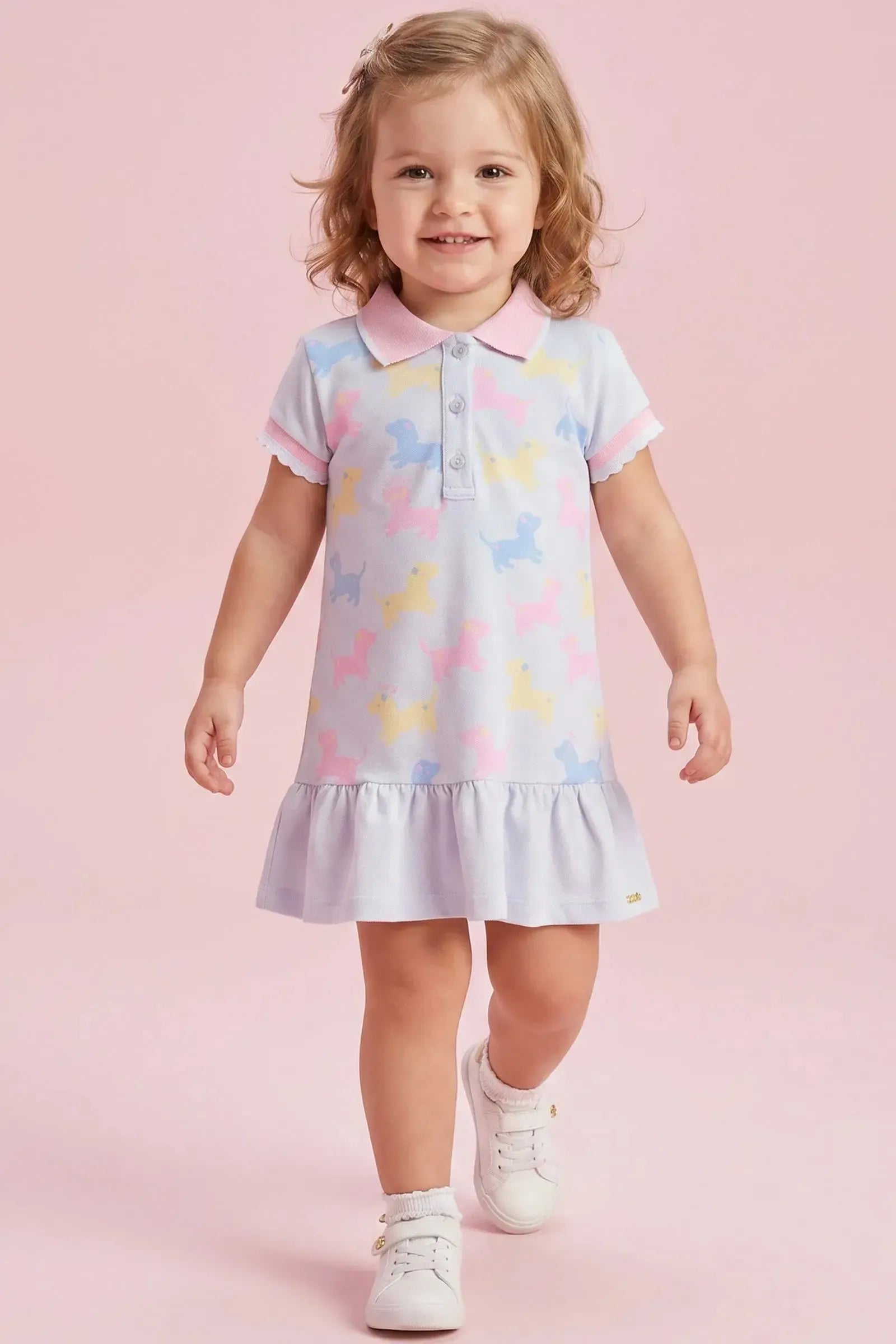 Vestido em Piquet com Elastano 94958 Kukiê Infantil Menina