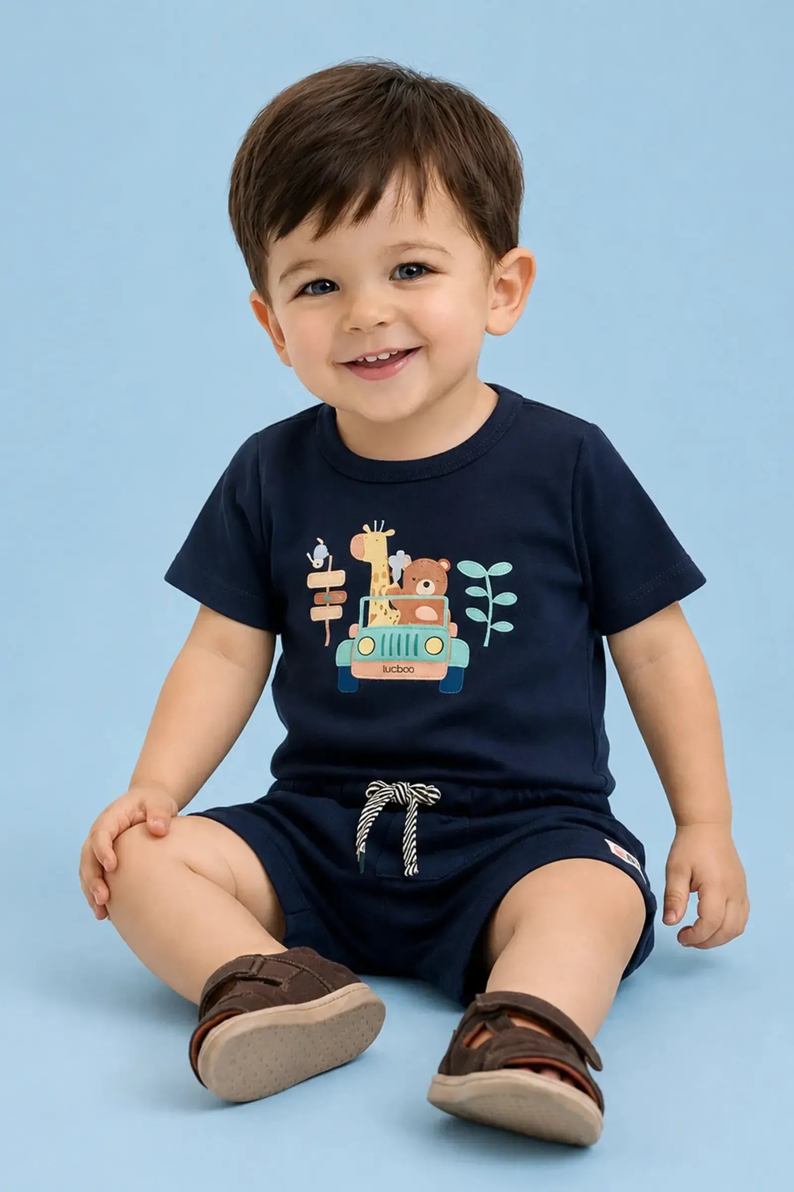 Conjunto de Body e Bermuda em Suedine 95046 LucBoo Bebê Menino