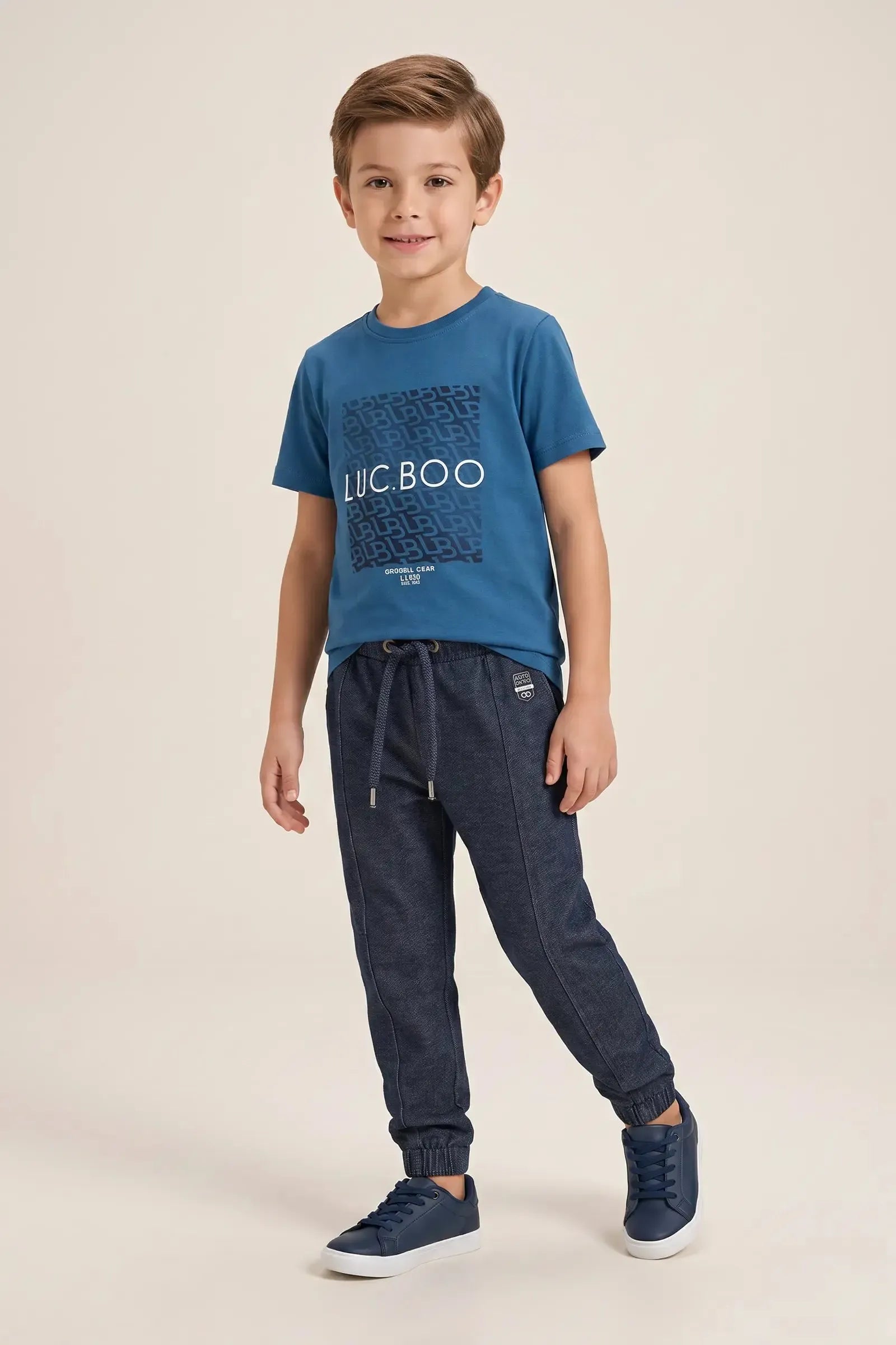 Calça Jogger em Malha Denim com Elastano 95389 LucBoo Infantil Menino