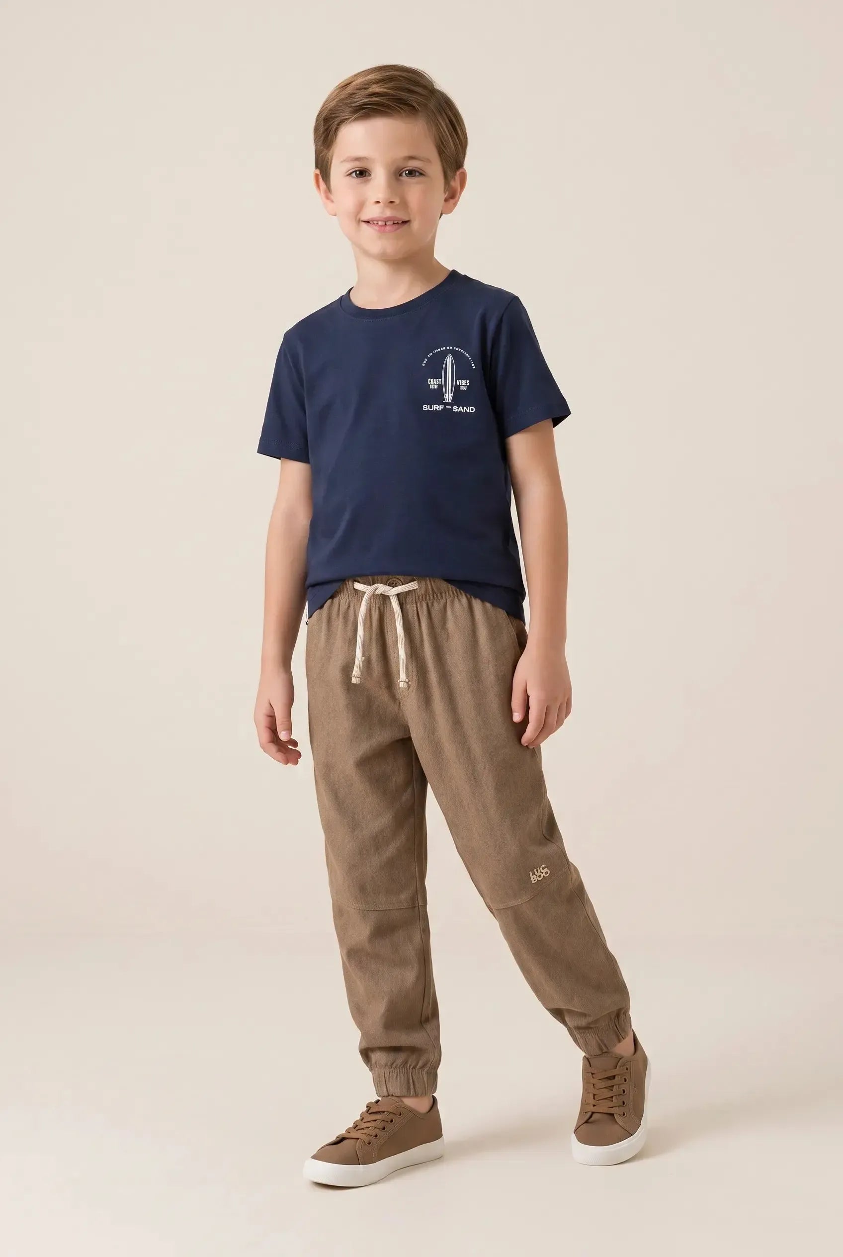 Calça Jogger em Cotton Jeans com Elastano 95400 LucBoo Infantil Menino