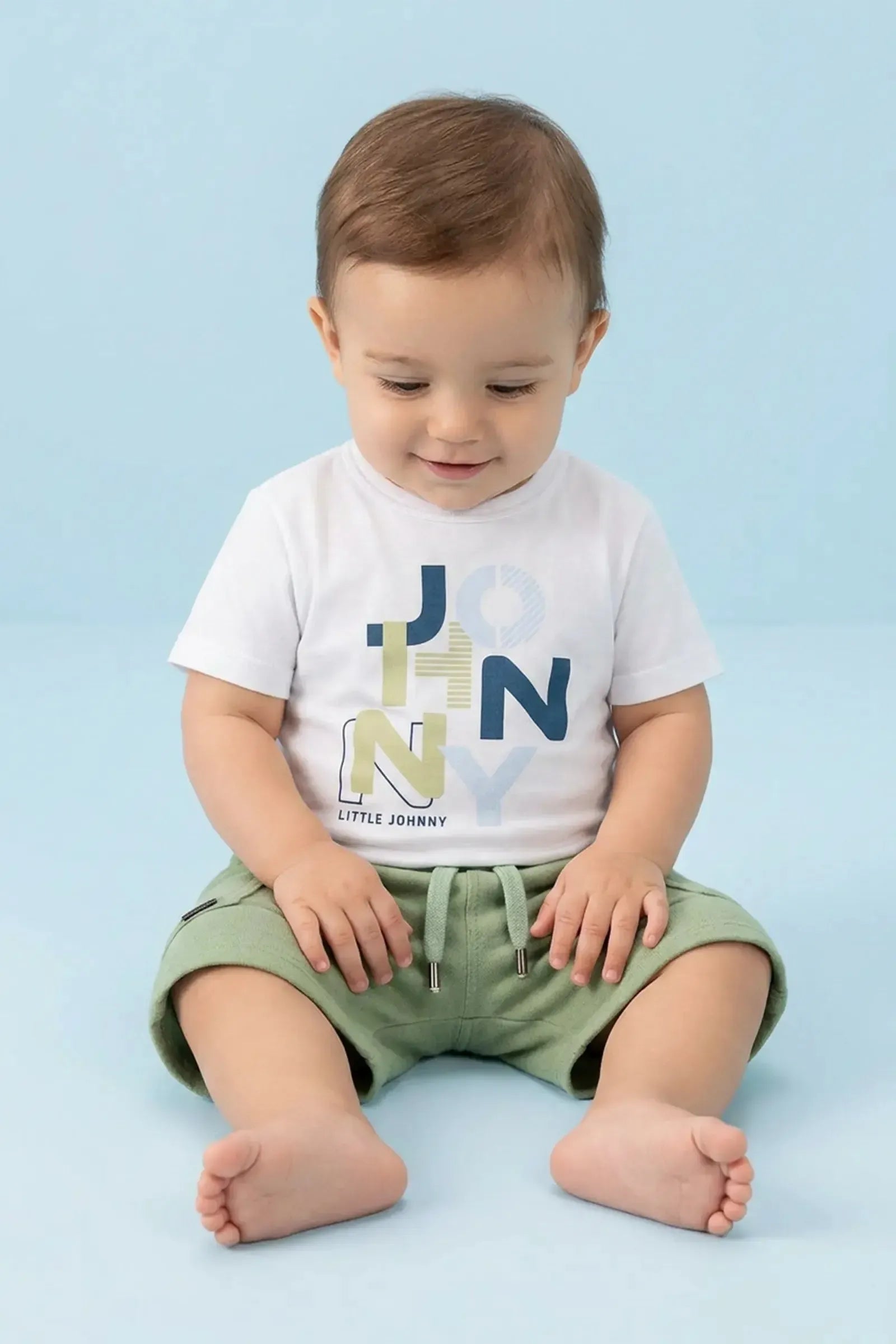 Conjunto de Camiseta em Meia Malha e Bermuda em Moletwill com Elastano 95482 Johnny Fox Teen Menino