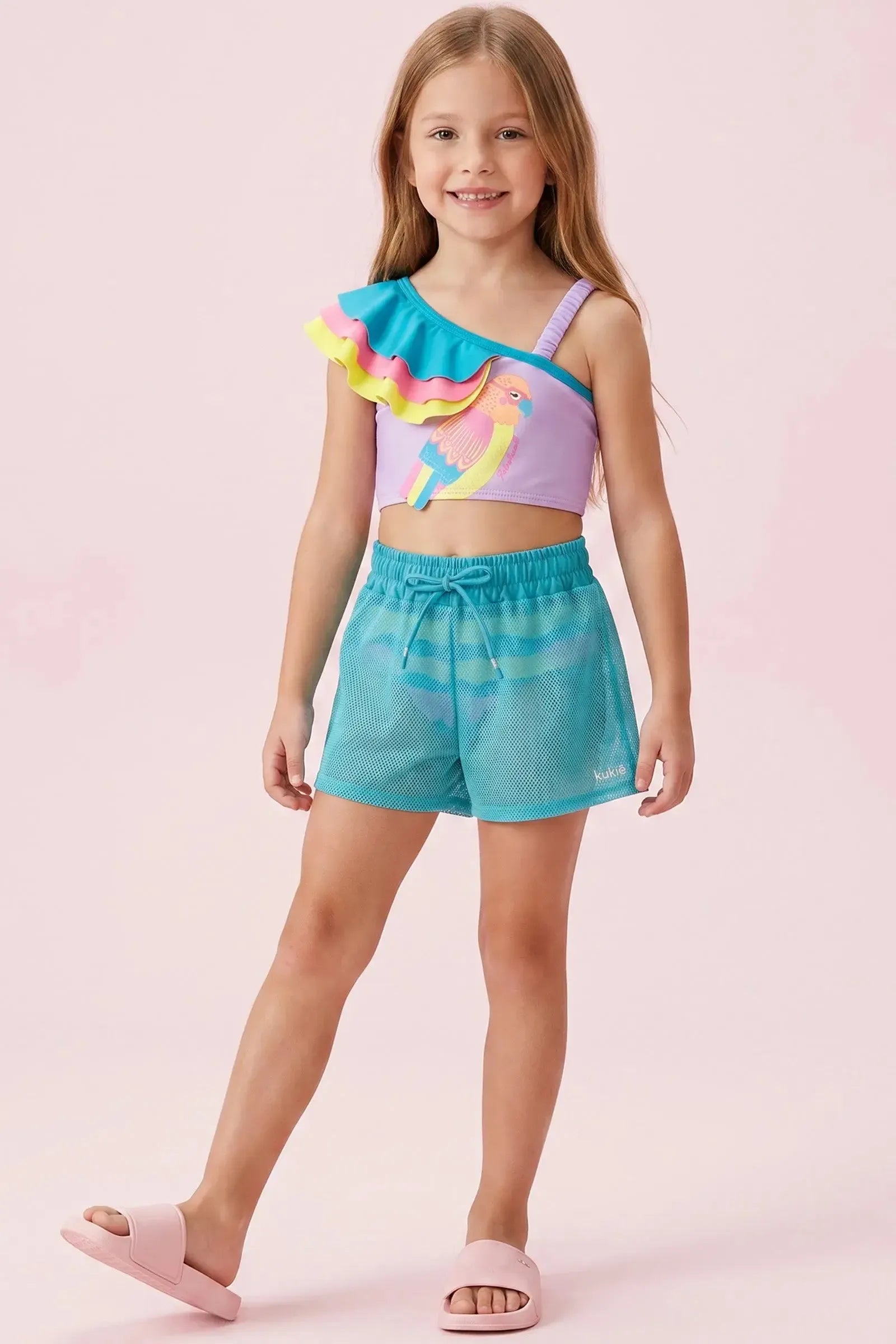 Shorts Saída de Praia em Tela Fashion 95550 Kukiê Infantil Menina