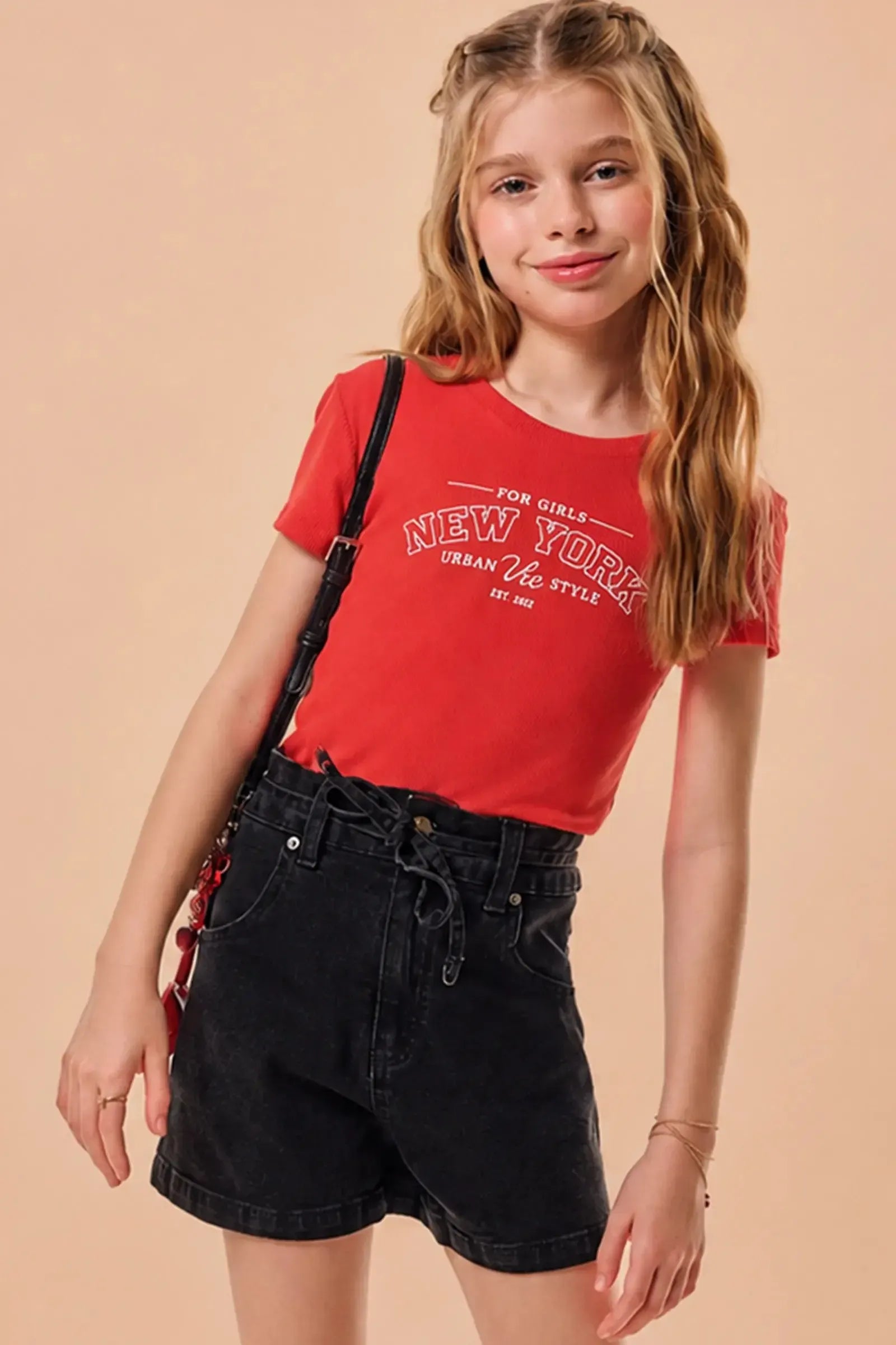Shorts em Jeans Black com Elastano 95609 Vic&Vicky Teen Menina