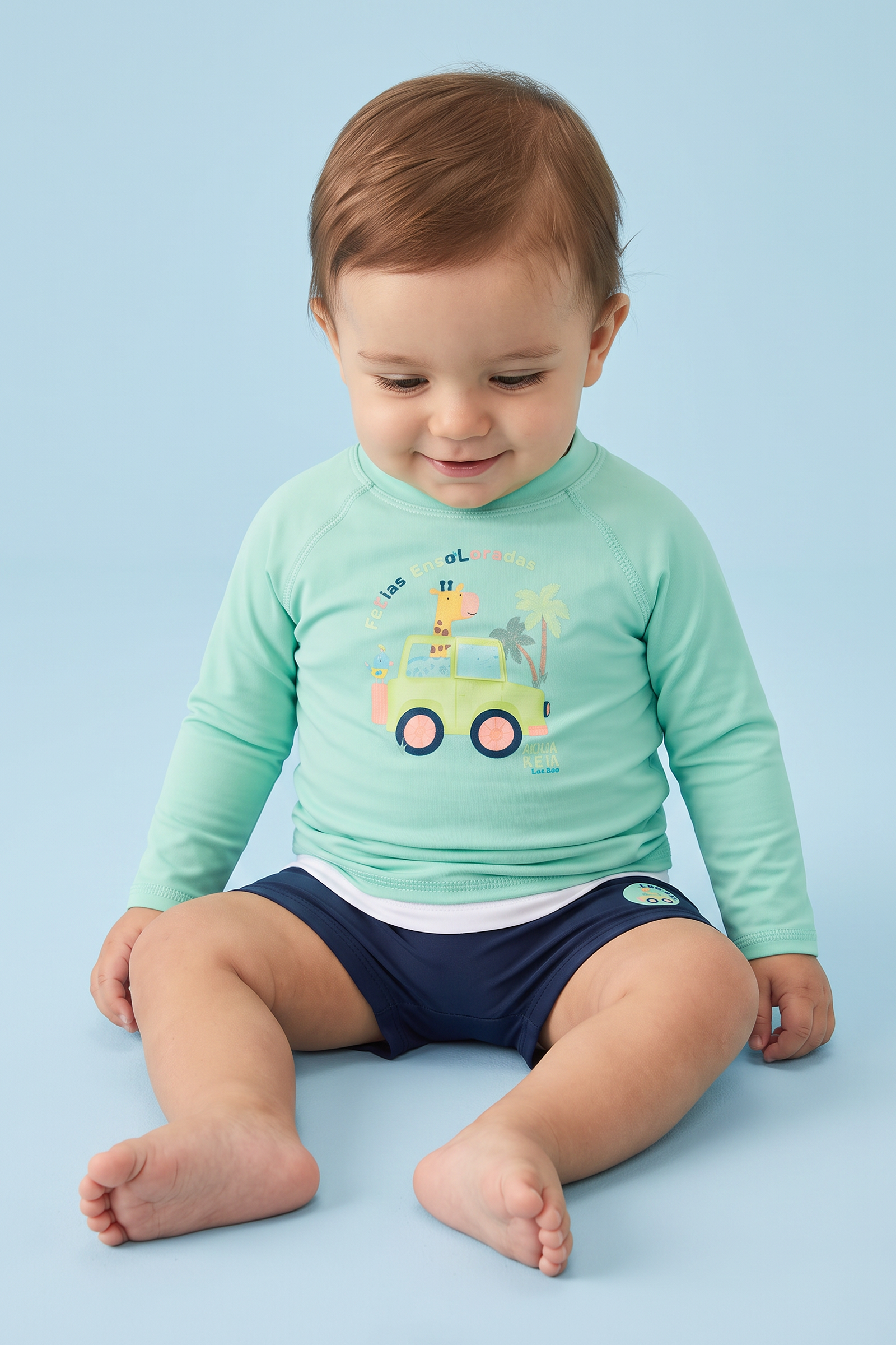 Conjunto de Camiseta e Sunga em Malha  UV Dry com Proteção UV50+  95763 LucBoo Bebê Menino