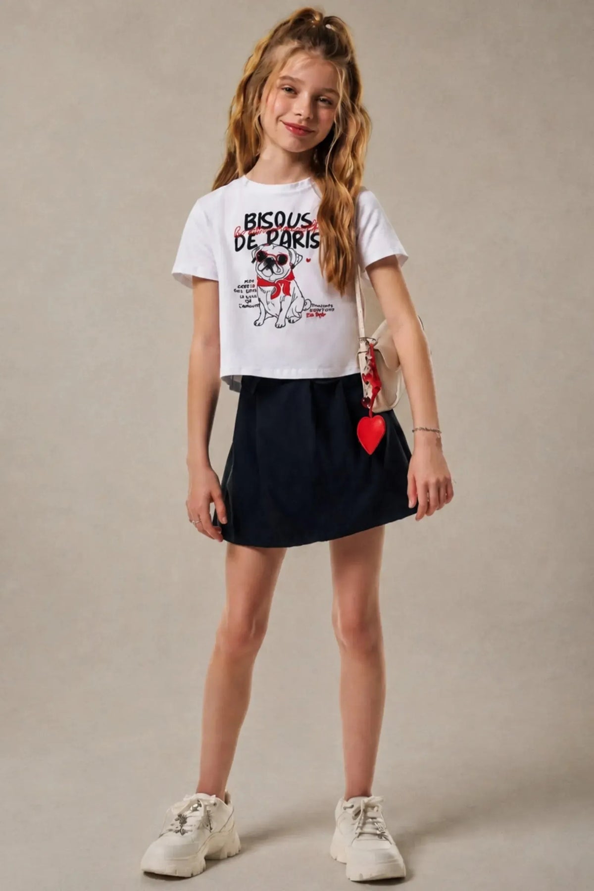 Conjunto de Blusa em Cotton e Short Saia em Alfaiataria Tecno Cargo 95943 Vic&Vicky Teen Menina