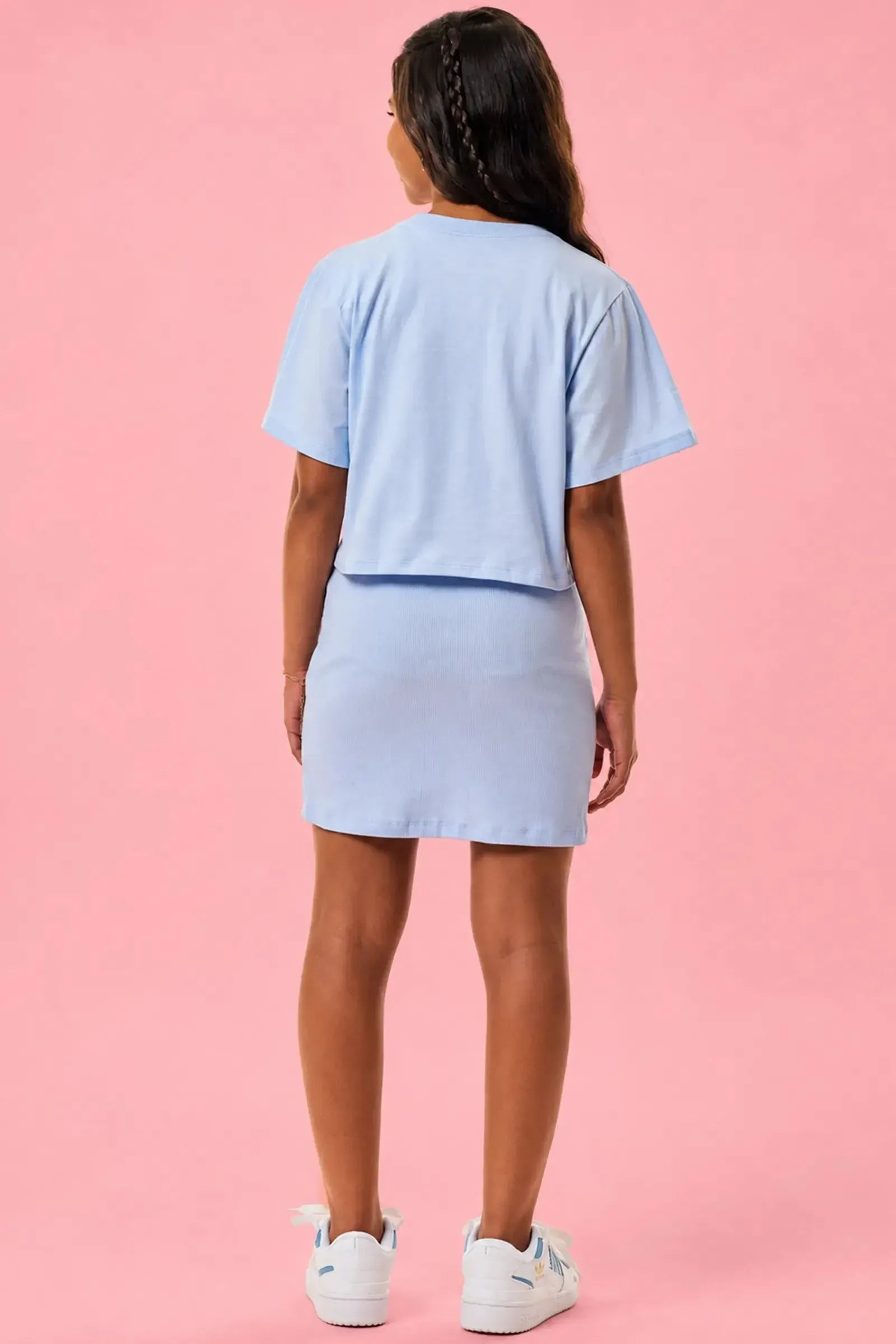 Conjunto de Vestido em Canelado Liz e Blusa Sobreposição em Meia Malha 95948 Vic&Vicky Teen Menina