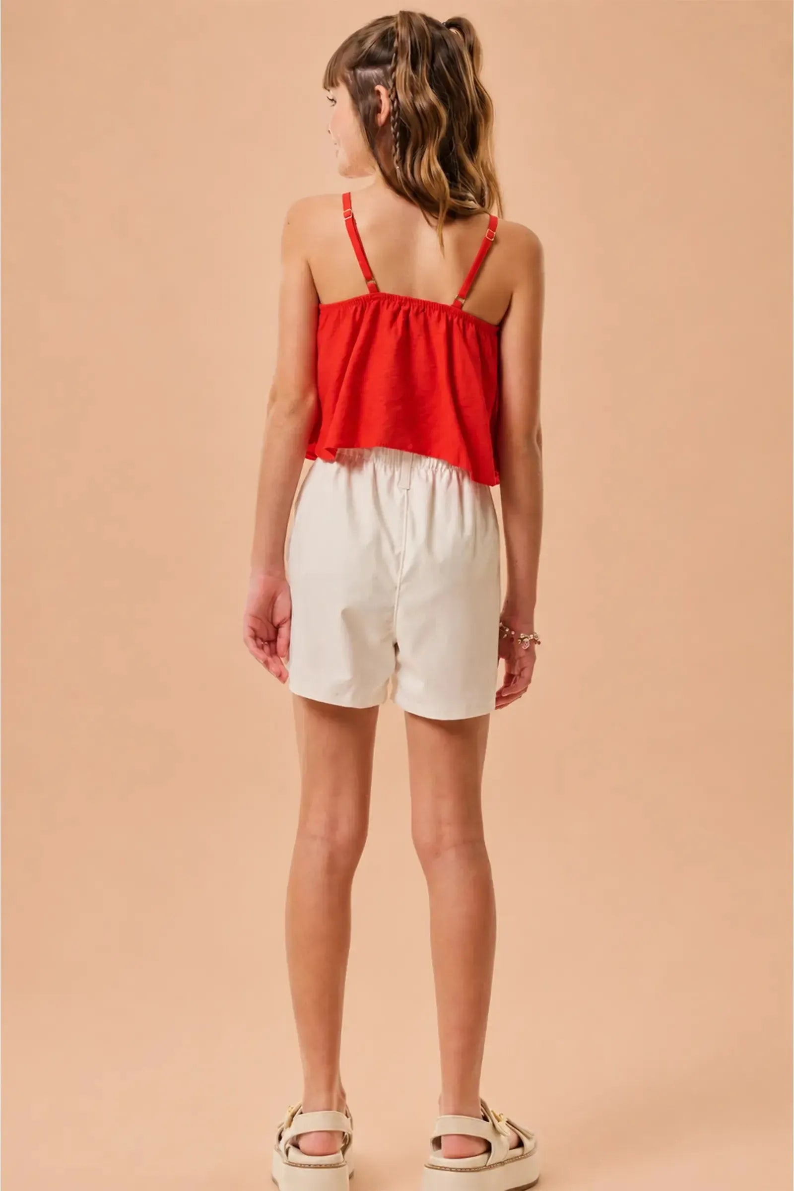 Conjunto de Regata em Viscose Aruba e Shorts em Alfaiataria Tecno Cargo 95952 Vic&Vicky Teen Menina