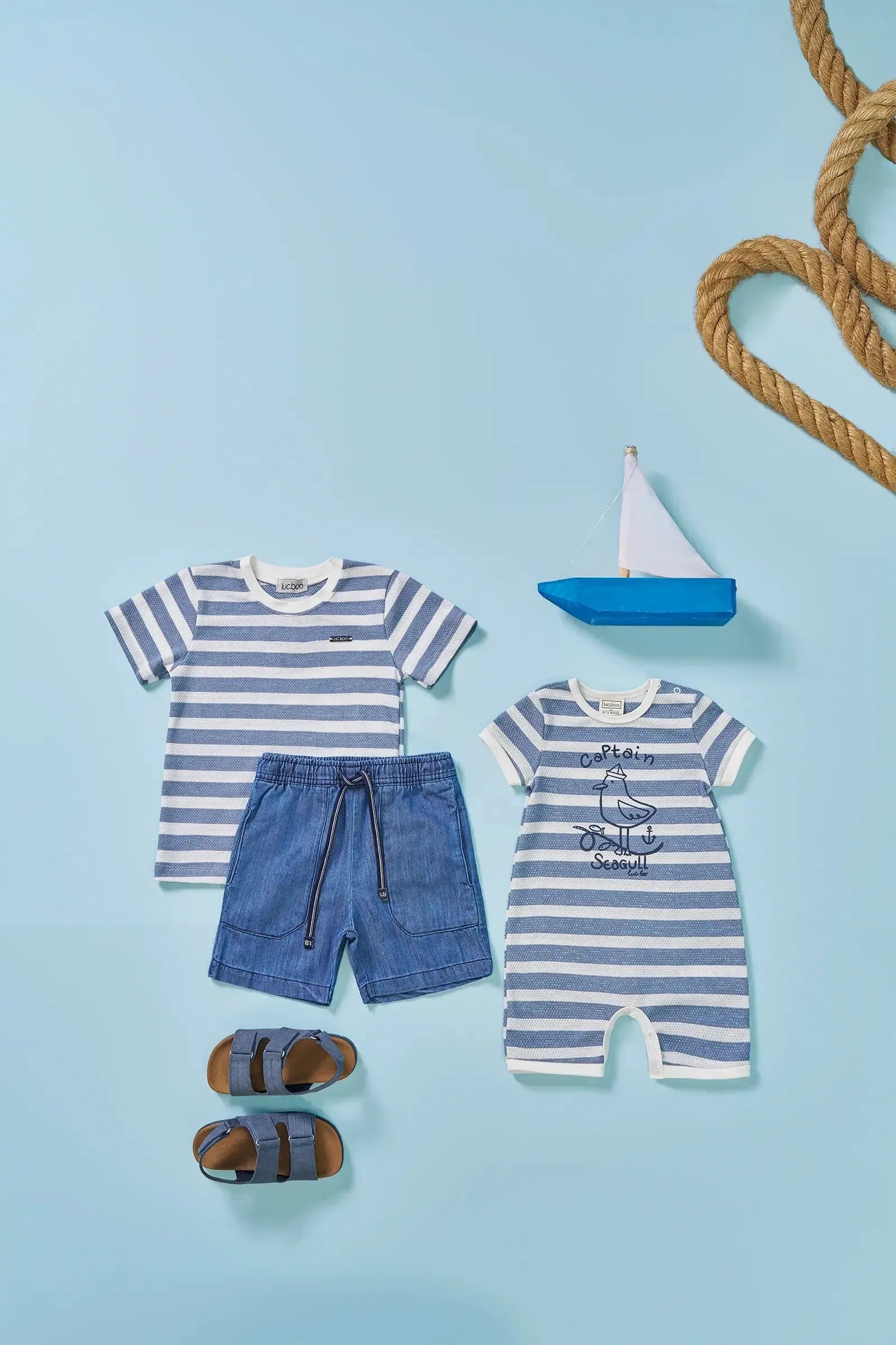 Conjunto de Camiseta em Malha Brizza e Bermuda em Jeans Benicio 96136 LucBoo Infantil Menino