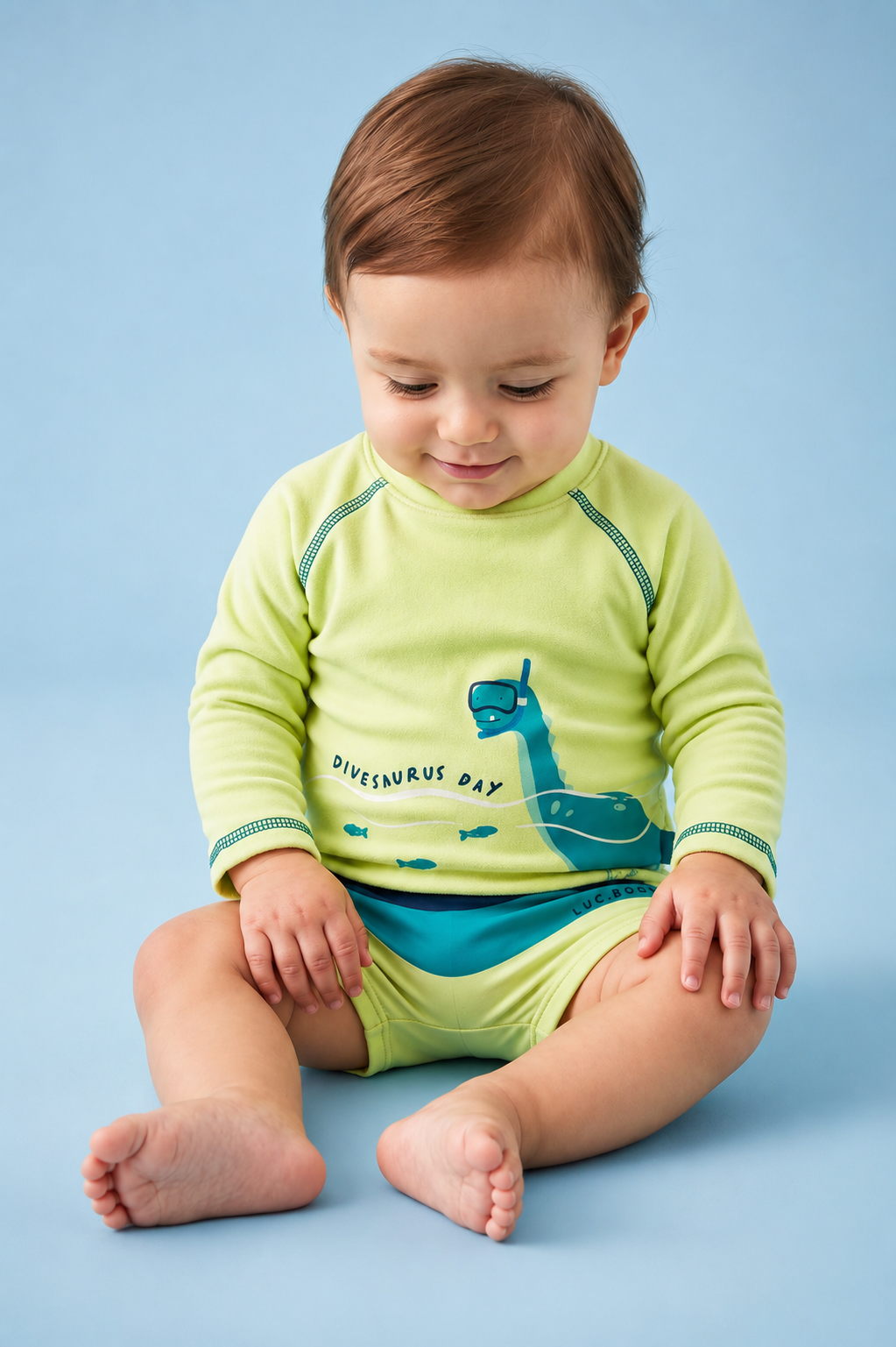 Conjunto de Camiseta e Sunga em Malha UV Dry com Proteção UV50+ 96063 LucBoo Bebê Menino