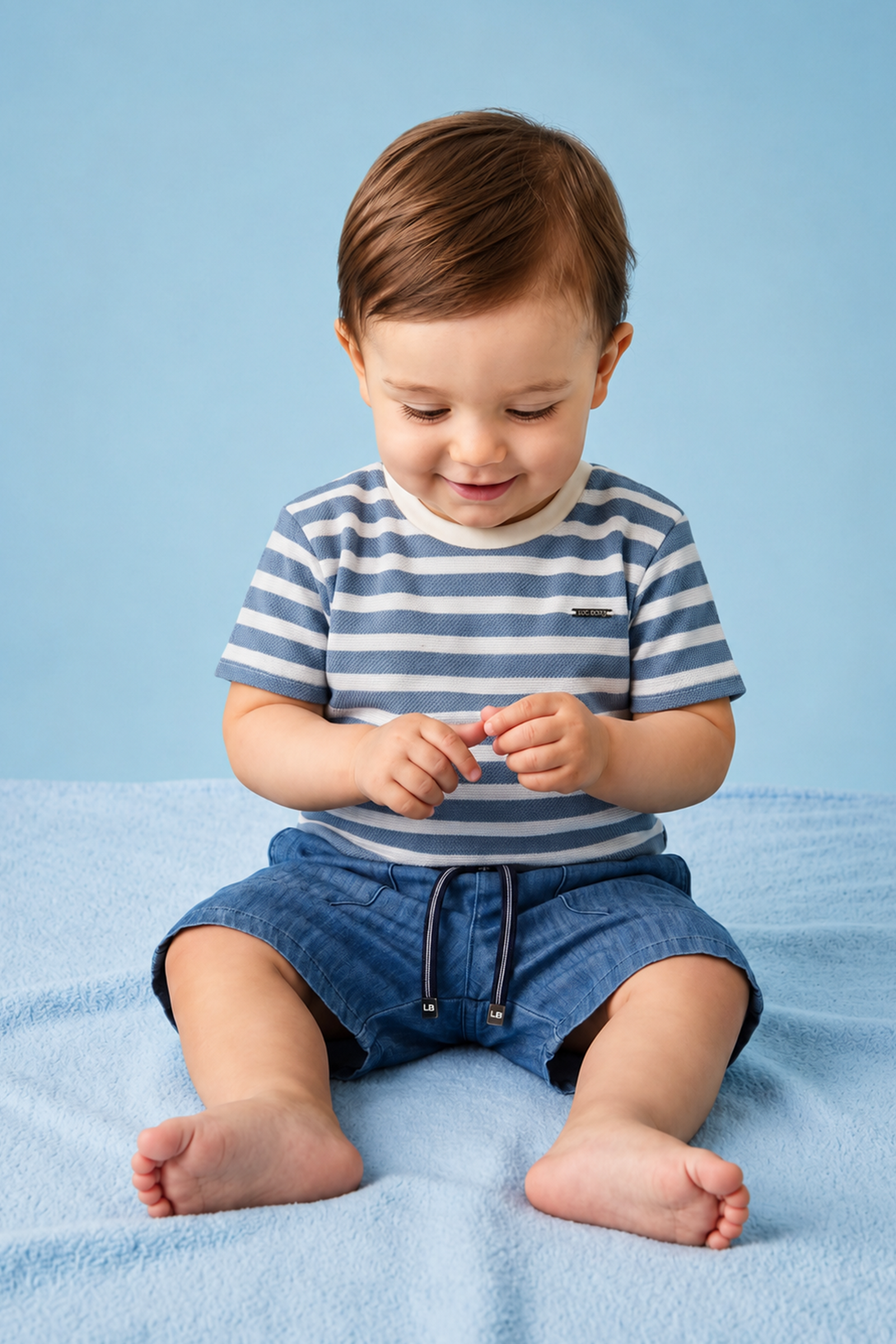 Conjunto de Camiseta em Malha Brizza e Bermuda em Jeans Benicio 96136 LucBoo Infantil Menino