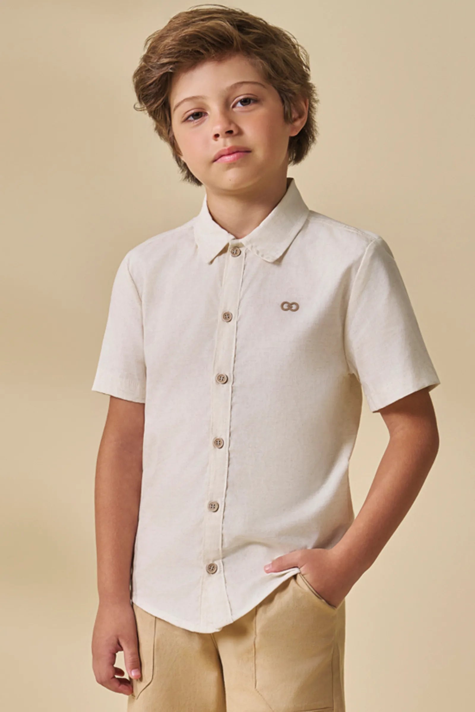 Camisa em Linho Deluxe 96537 LucBoo Infantil Menino