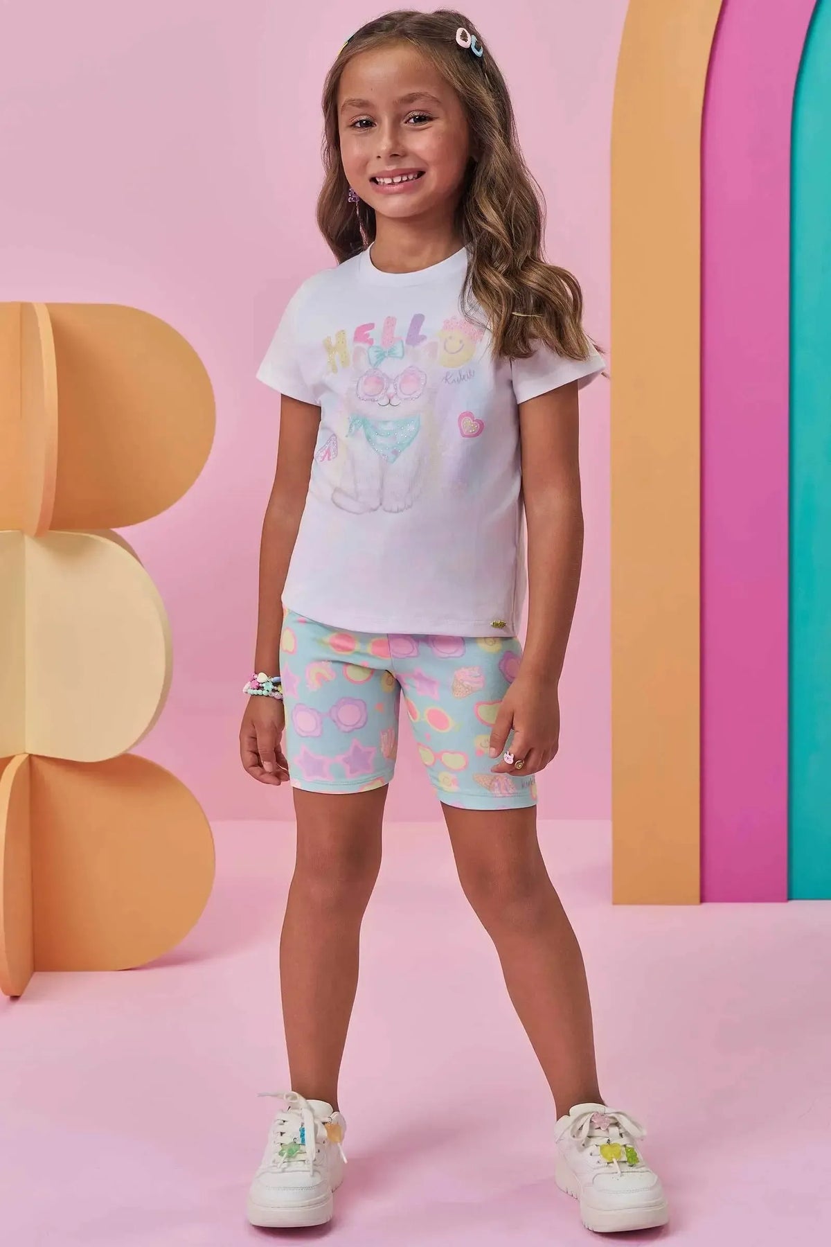 Bermuda Biker em Molecotton 98733 Kukiê Infantil Menina