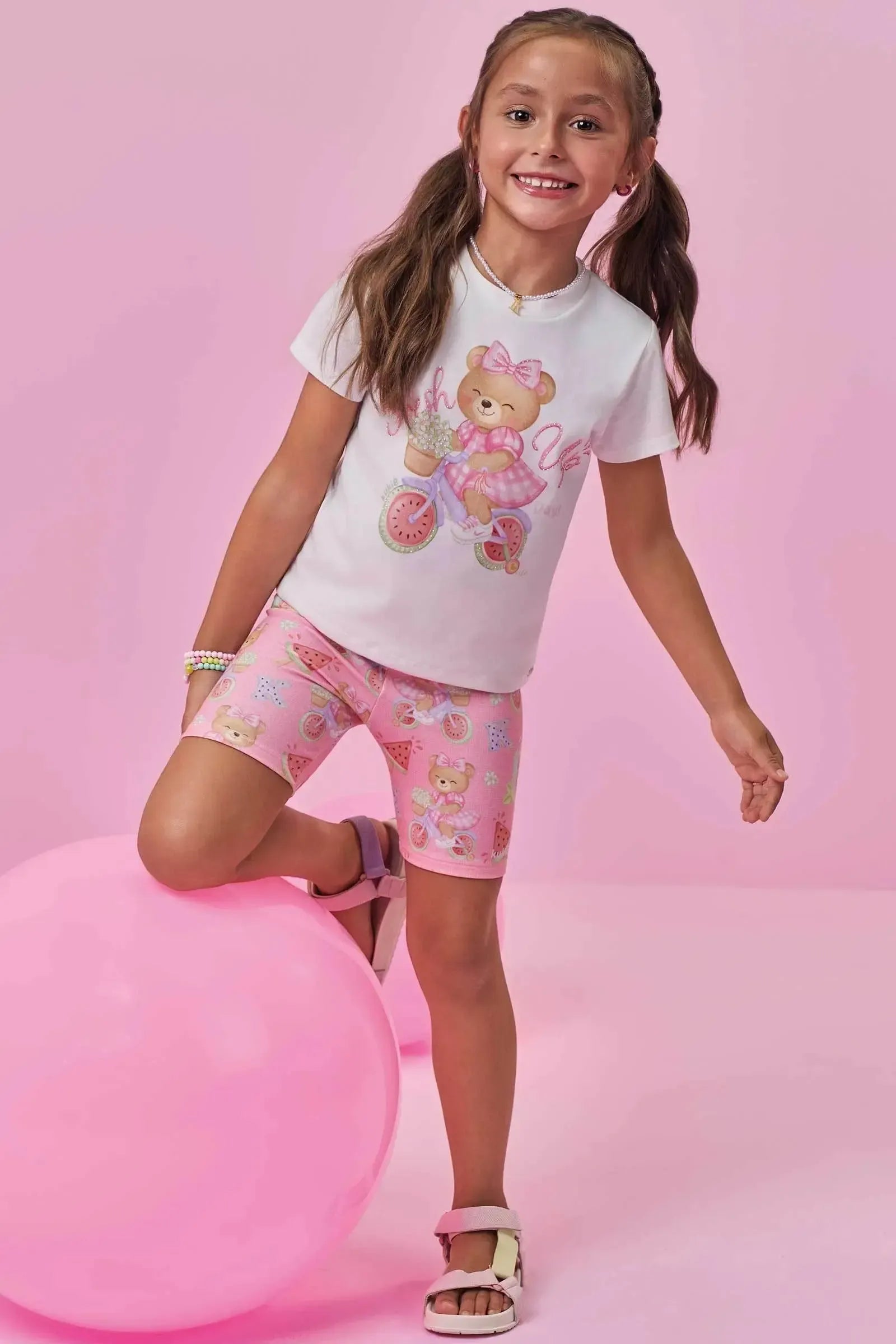 Bermuda Biker em Molecotton 98044 Kukiê Infantil Menina