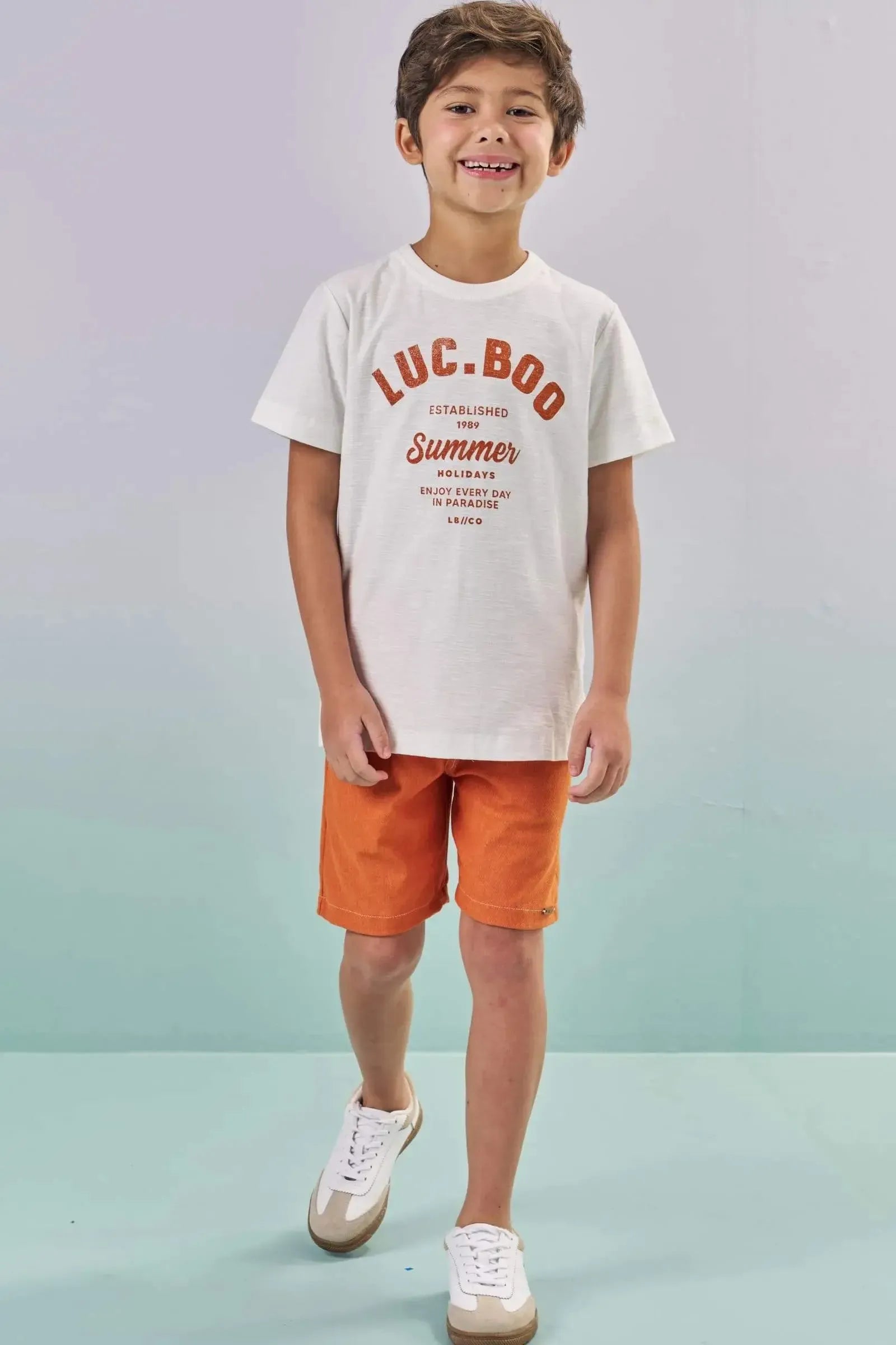 Bermuda em Cotton Jeans com Elastano 87354 LucBoo Infantil Menino