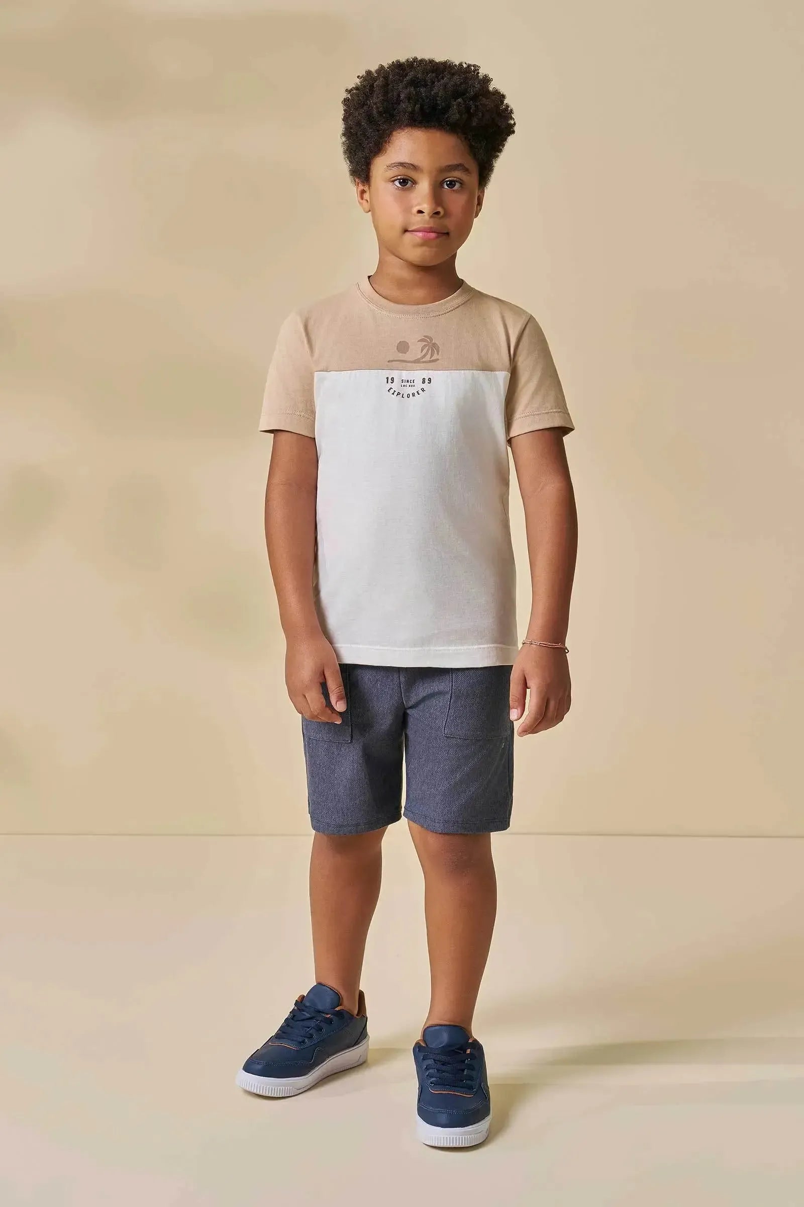 Bermuda em Cotton Jeans com Elastano 96164 LucBoo Infantil Menino