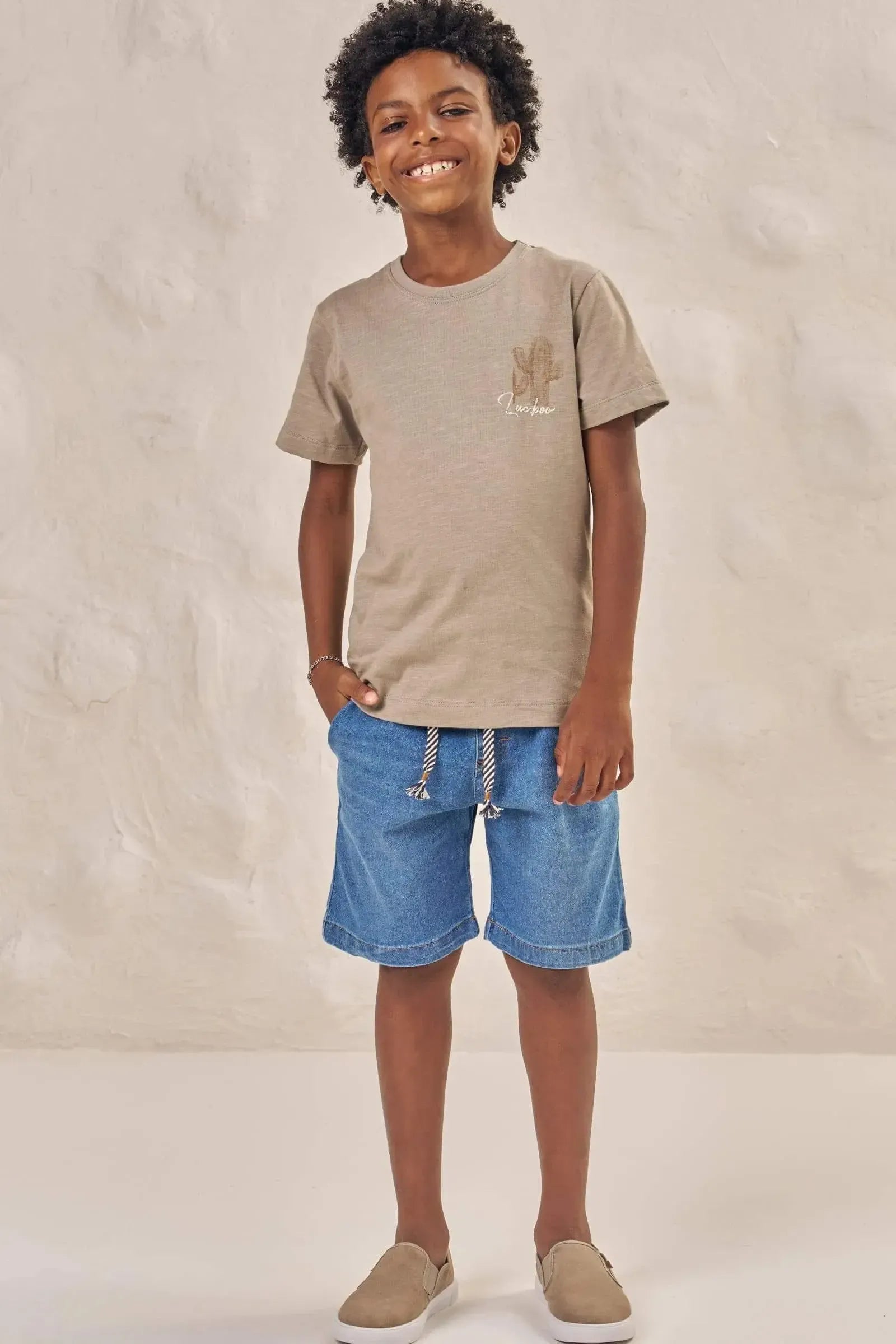 Bermuda em Jeans com Elastano 88903 LucBoo Infantil Menino
