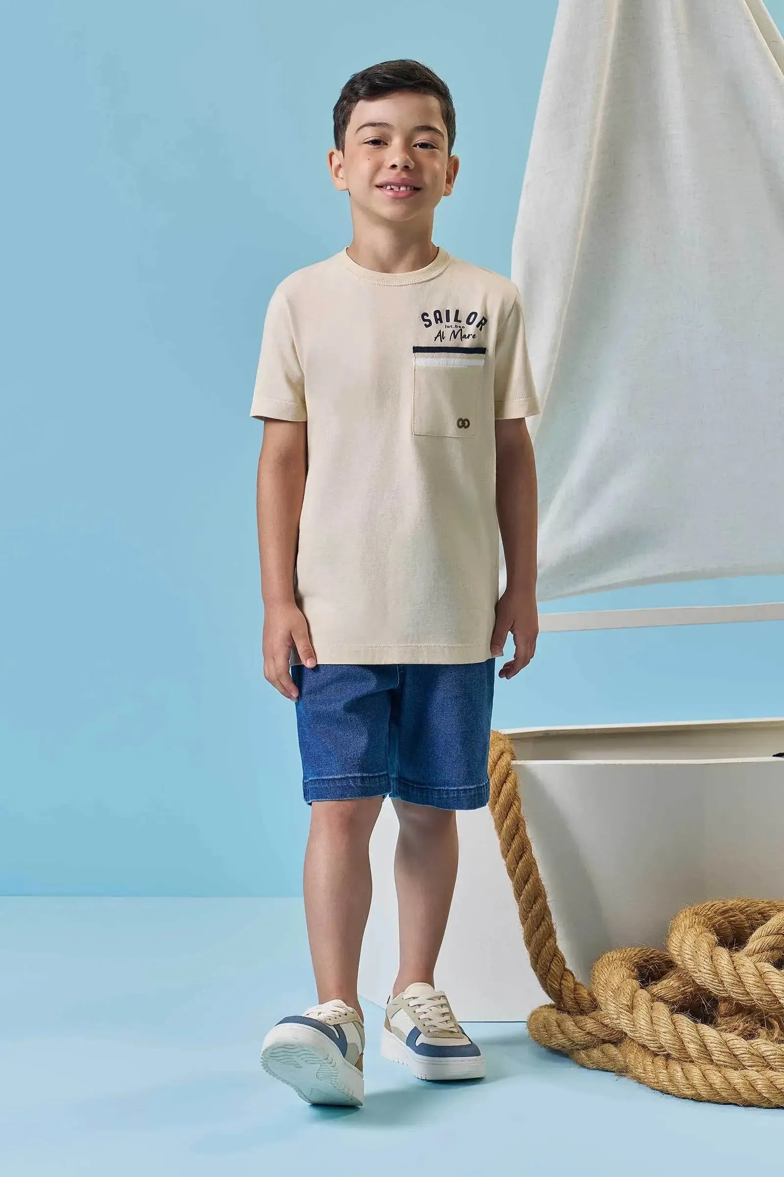 Bermuda em Jeans Guga com Elastano 95409 LucBoo Infantil Menino