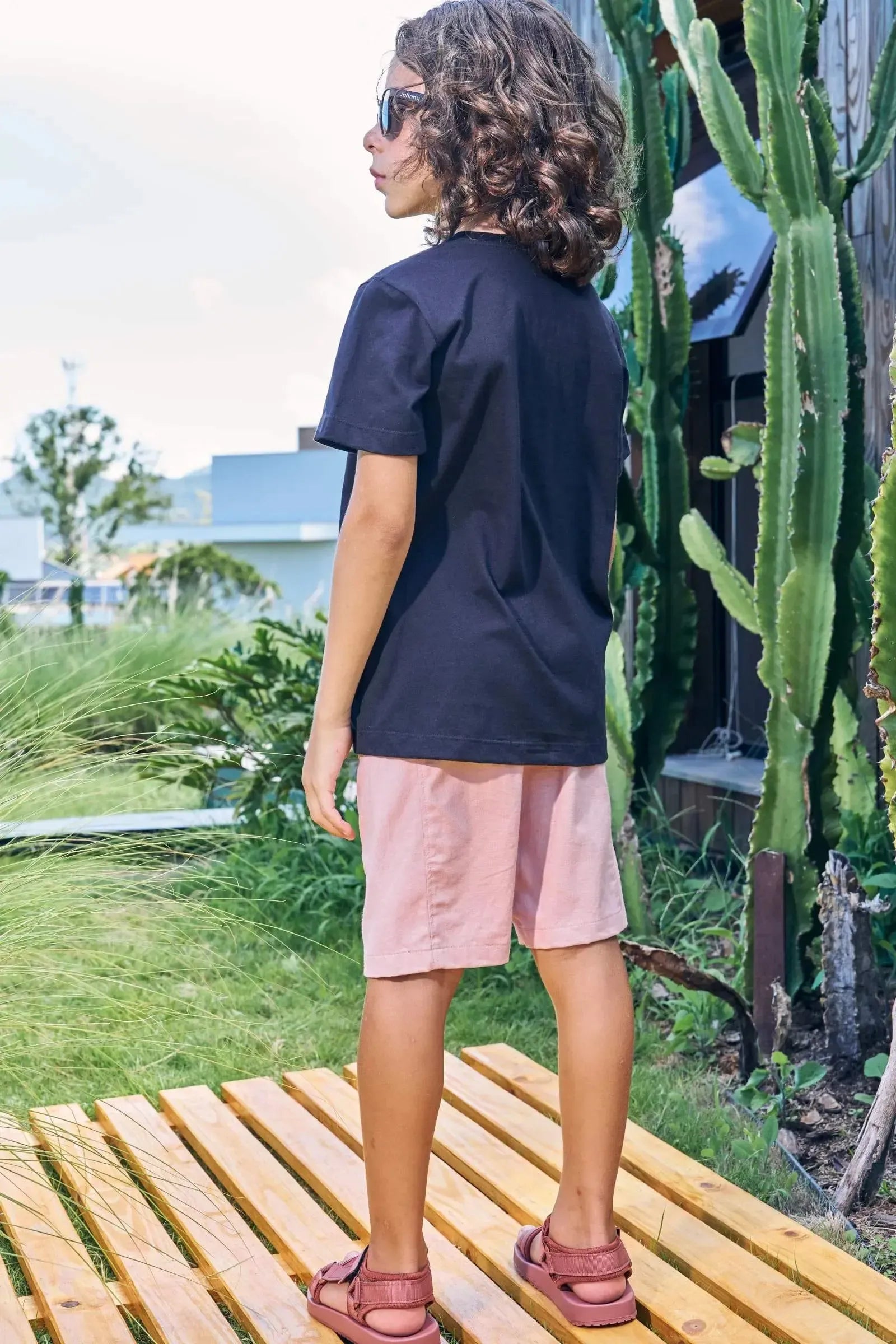 Bermuda em Linho Santorine com Elastano 86952 LucBoo Infantil Menino