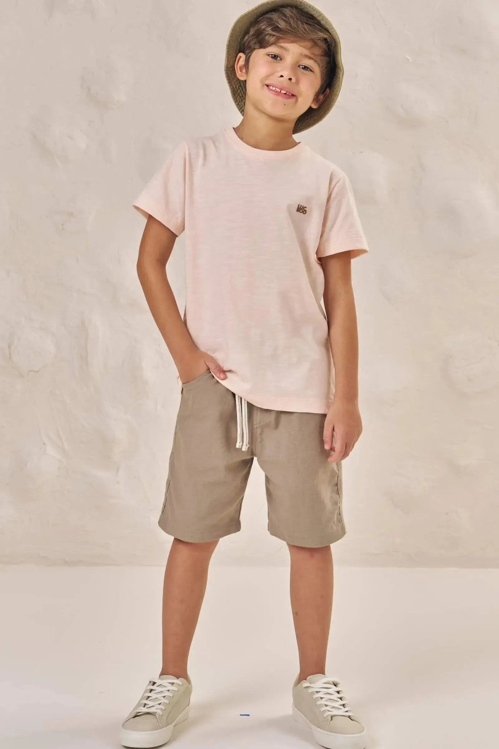 Bermuda em Linho Santorine com Elastano 86952 LucBoo Infantil Menino
