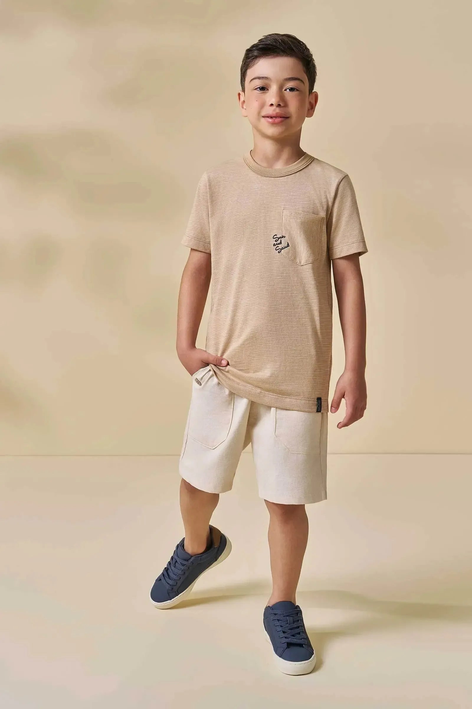 Bermuda em Linho Santorine com Elastano 95667 LucBoo Infantil Menino