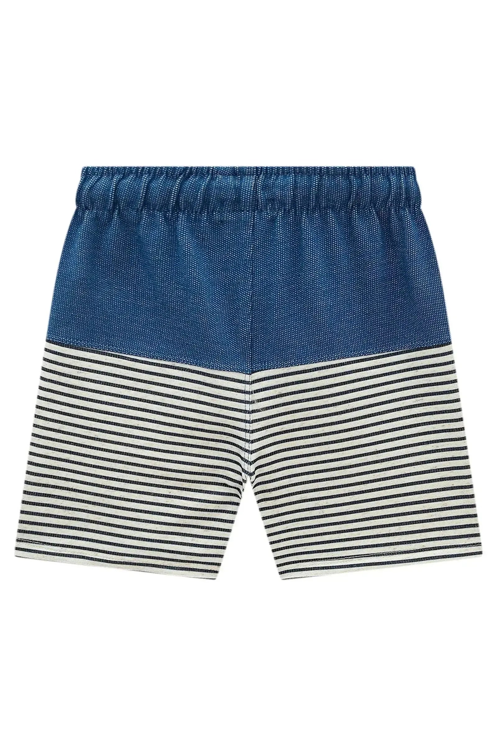 Bermuda em Malha Denim com Elastano e Moletom Linho 99264 Johnny Fox Teen Menino