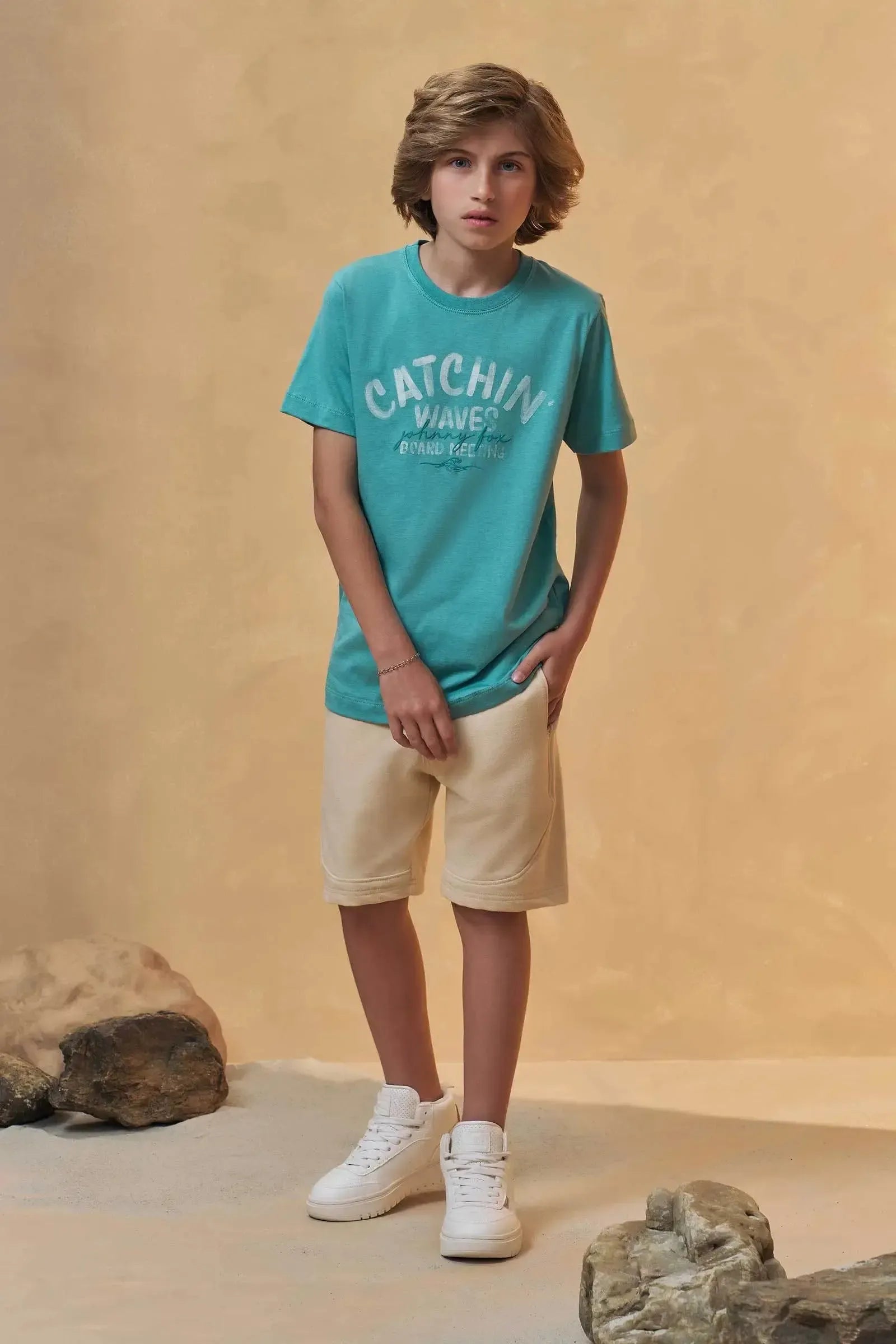 Bermuda em Moletwill com Elastano 95774 Johnny Fox Teen Menino