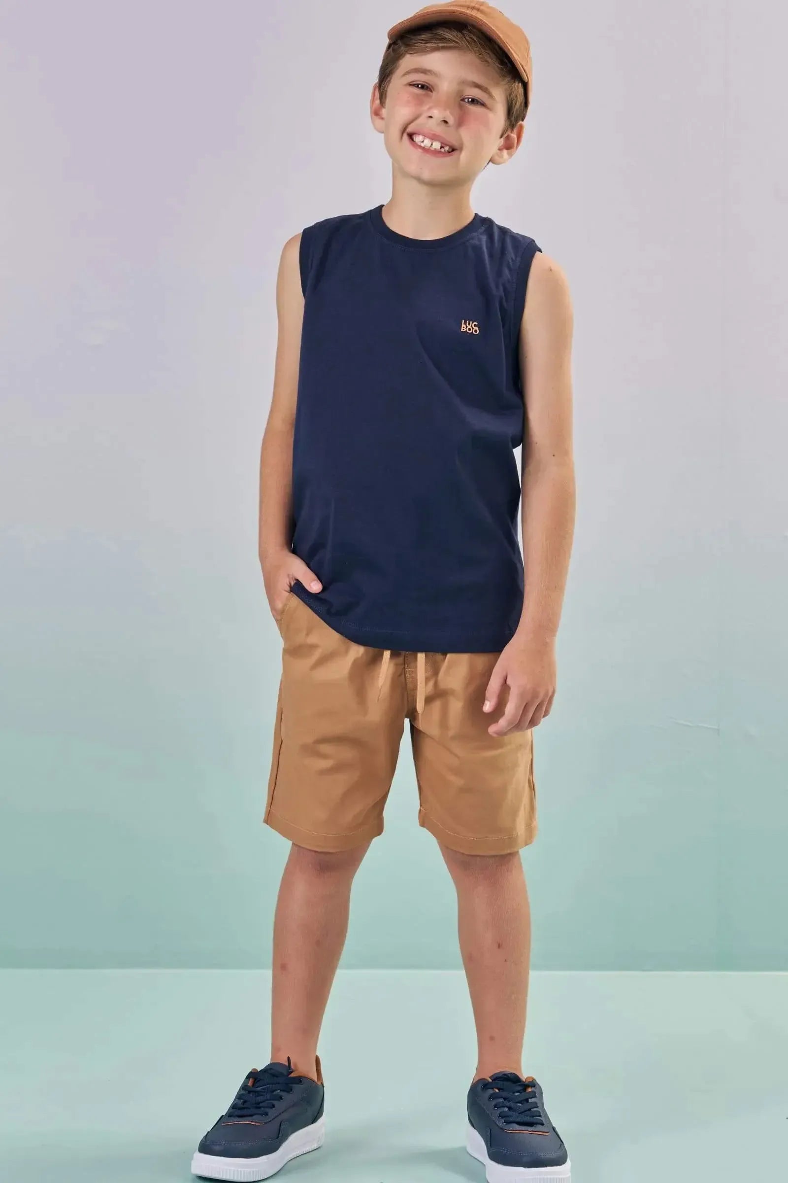 Bermuda em Sarja Caribe com Elastano 87294 LucBoo Infantil Menino