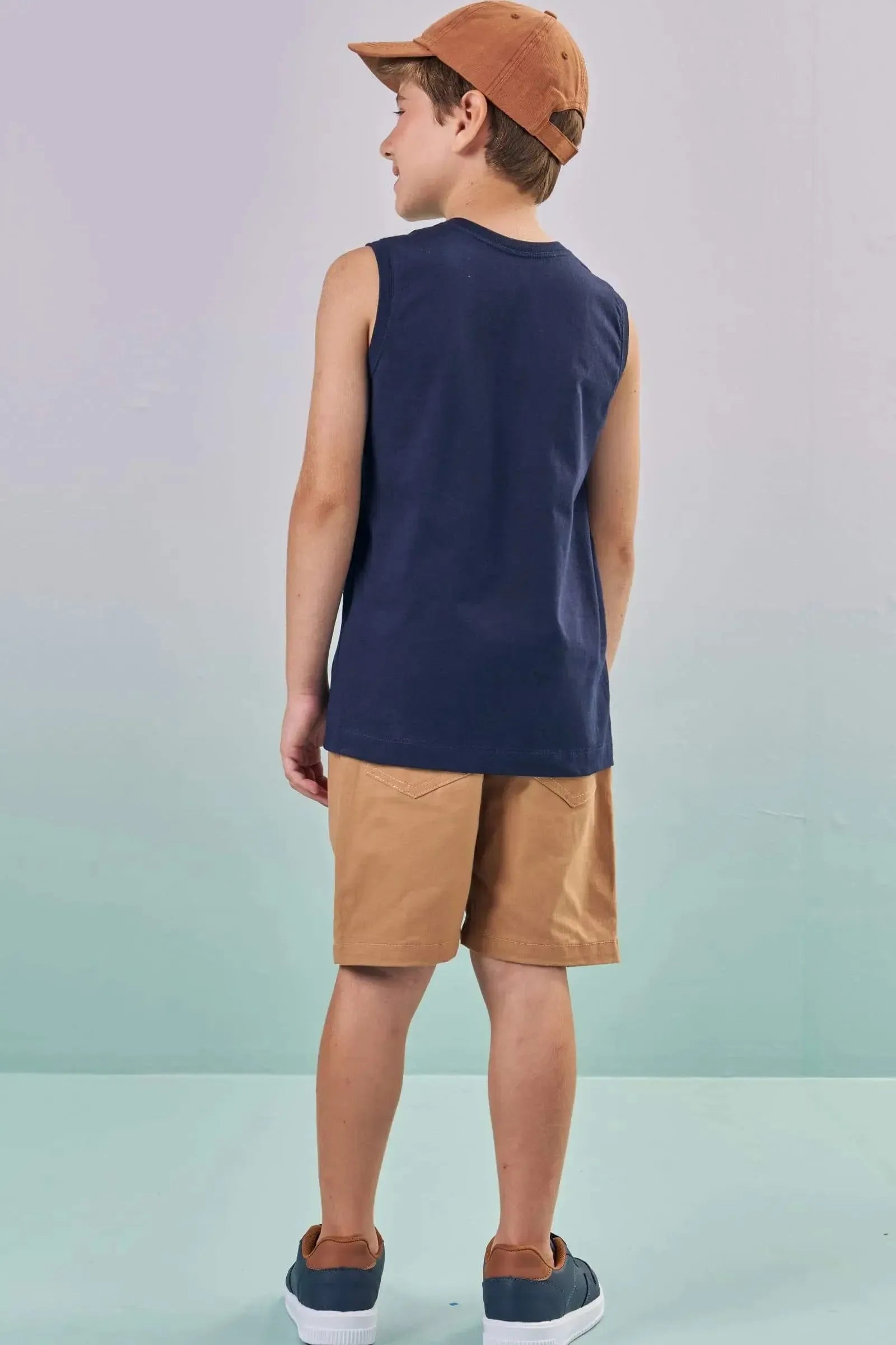 Bermuda em Sarja Caribe com Elastano 87294 LucBoo Infantil Menino