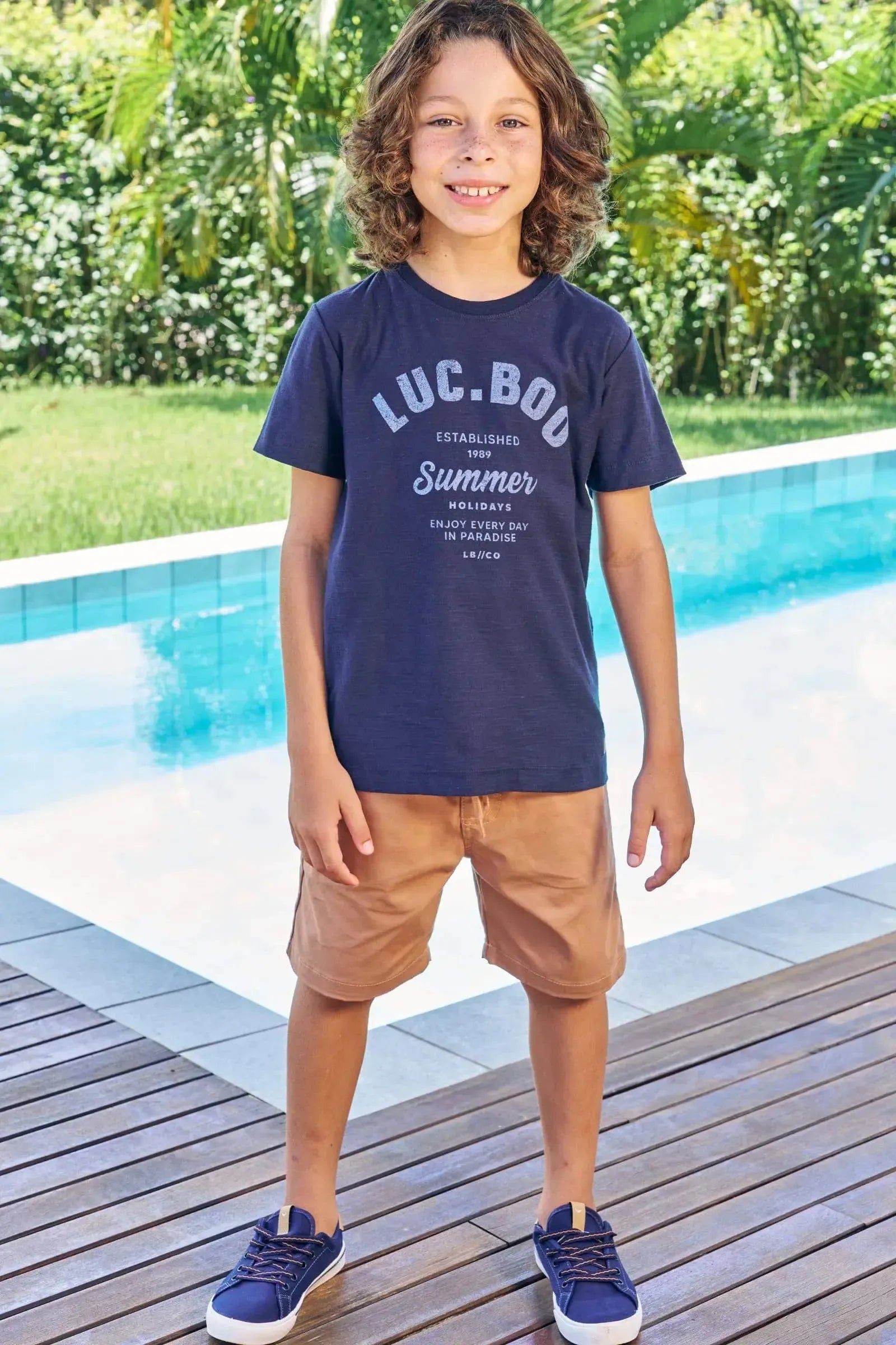 Bermuda em Sarja Caribe com Elastano 87294 LucBoo Infantil Menino