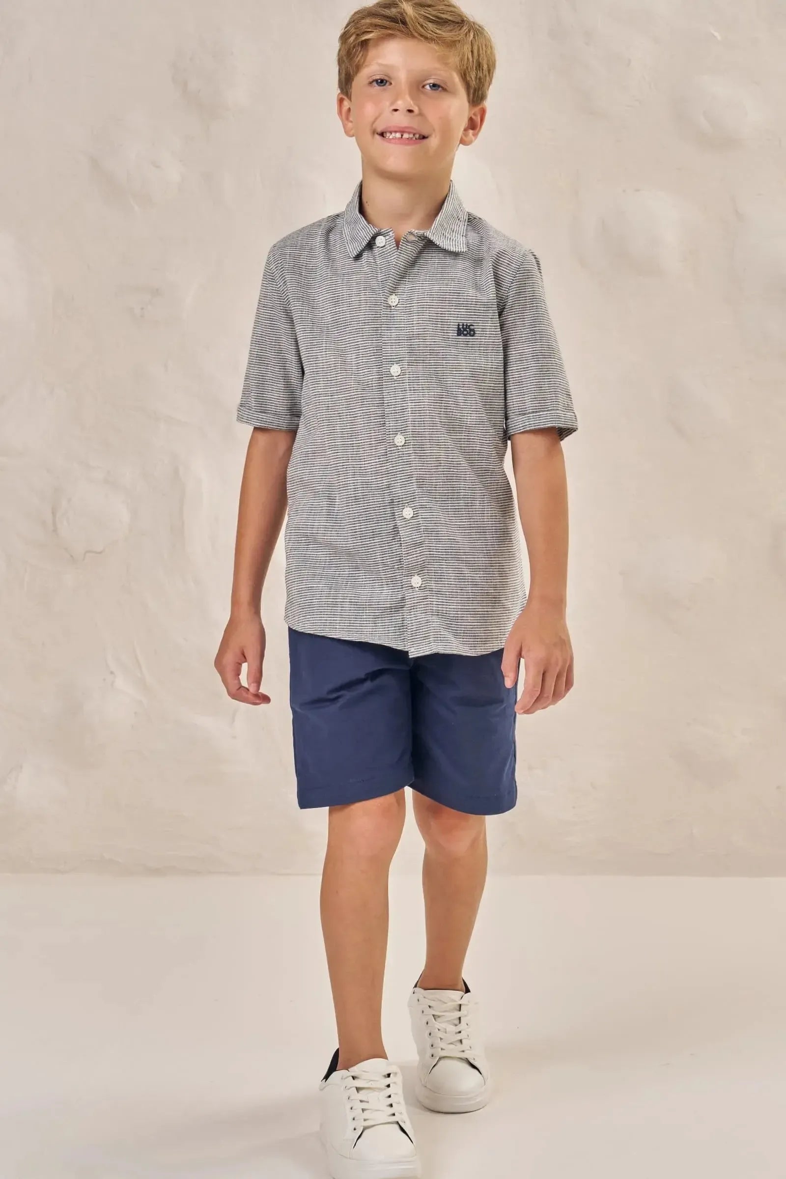 Bermuda em Sarja Caribe com Elastano 87294 LucBoo Infantil Menino