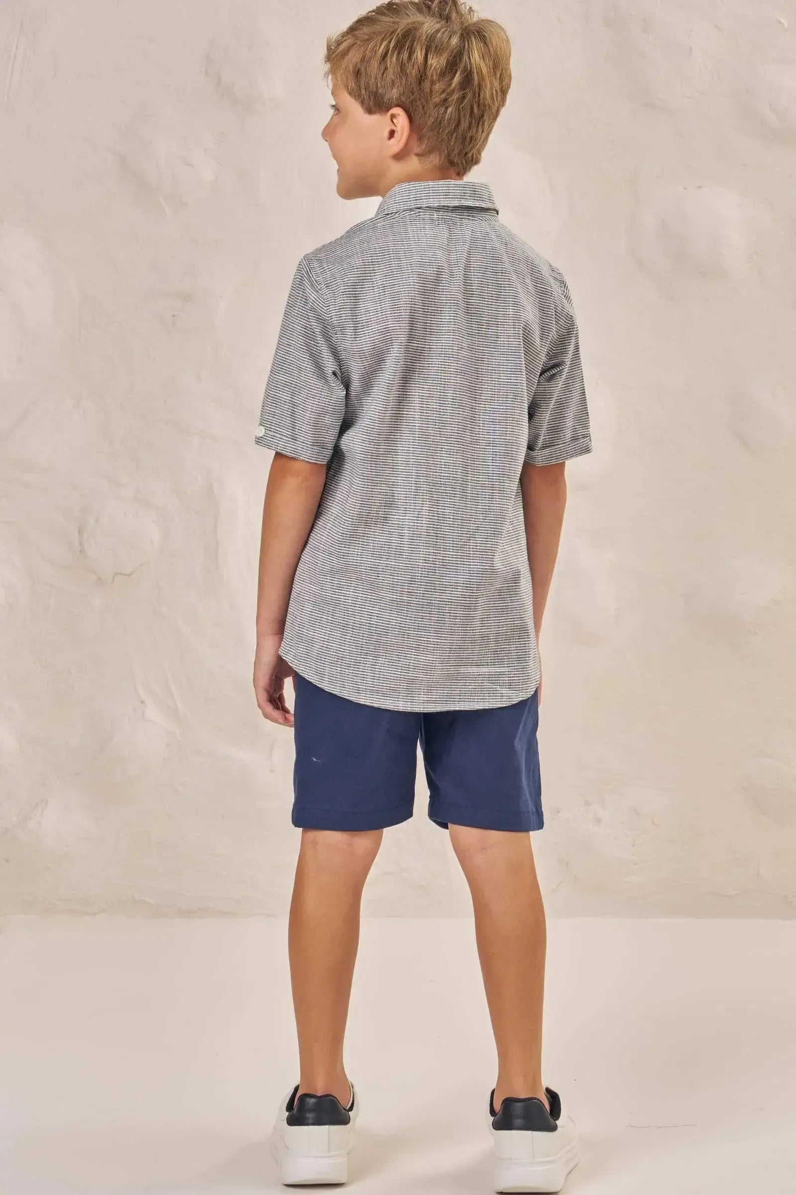 Bermuda em Sarja Caribe com Elastano 87294 LucBoo Infantil Menino