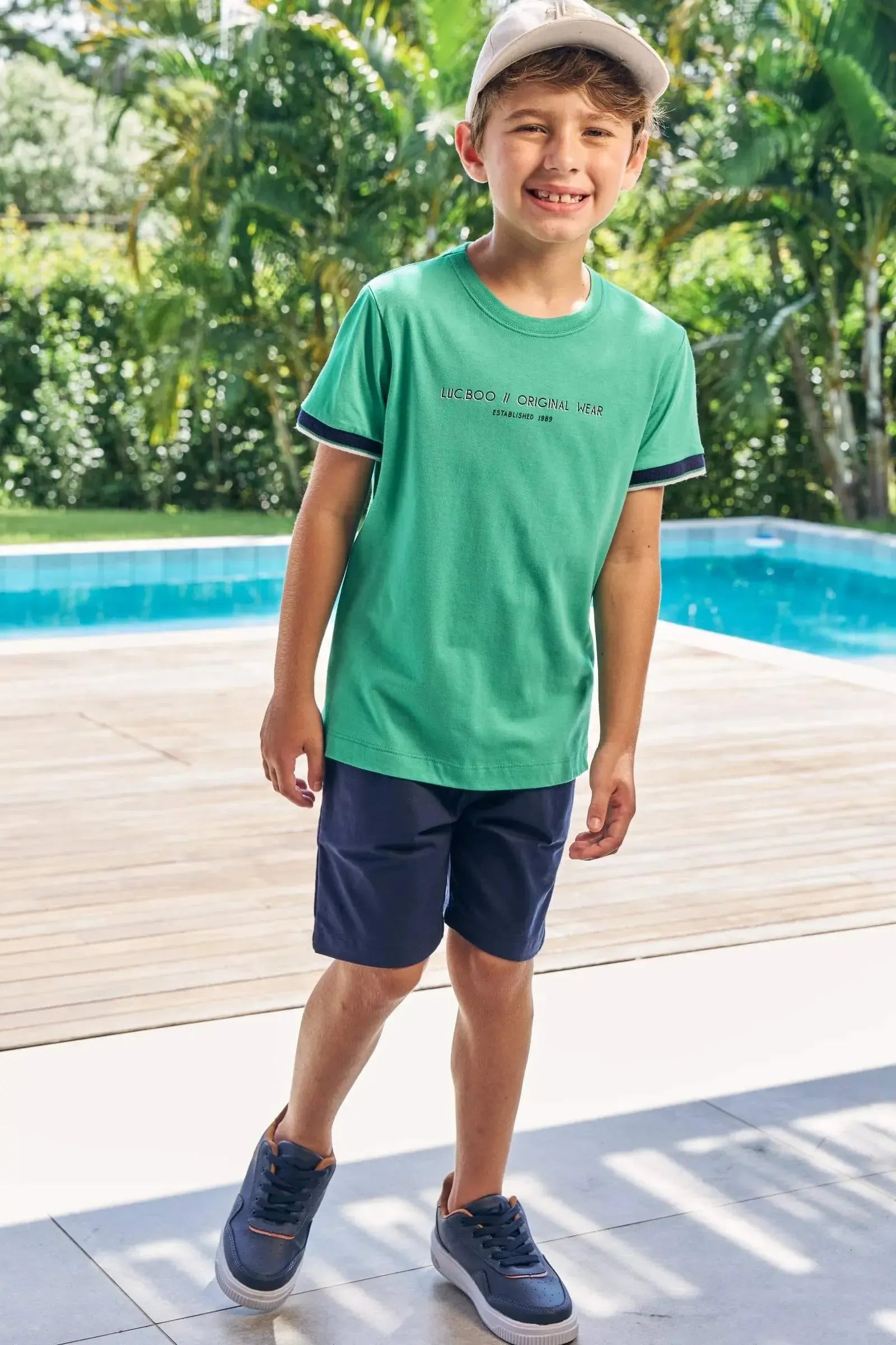 Bermuda em Sarja Caribe com Elastano 87294 LucBoo Infantil Menino