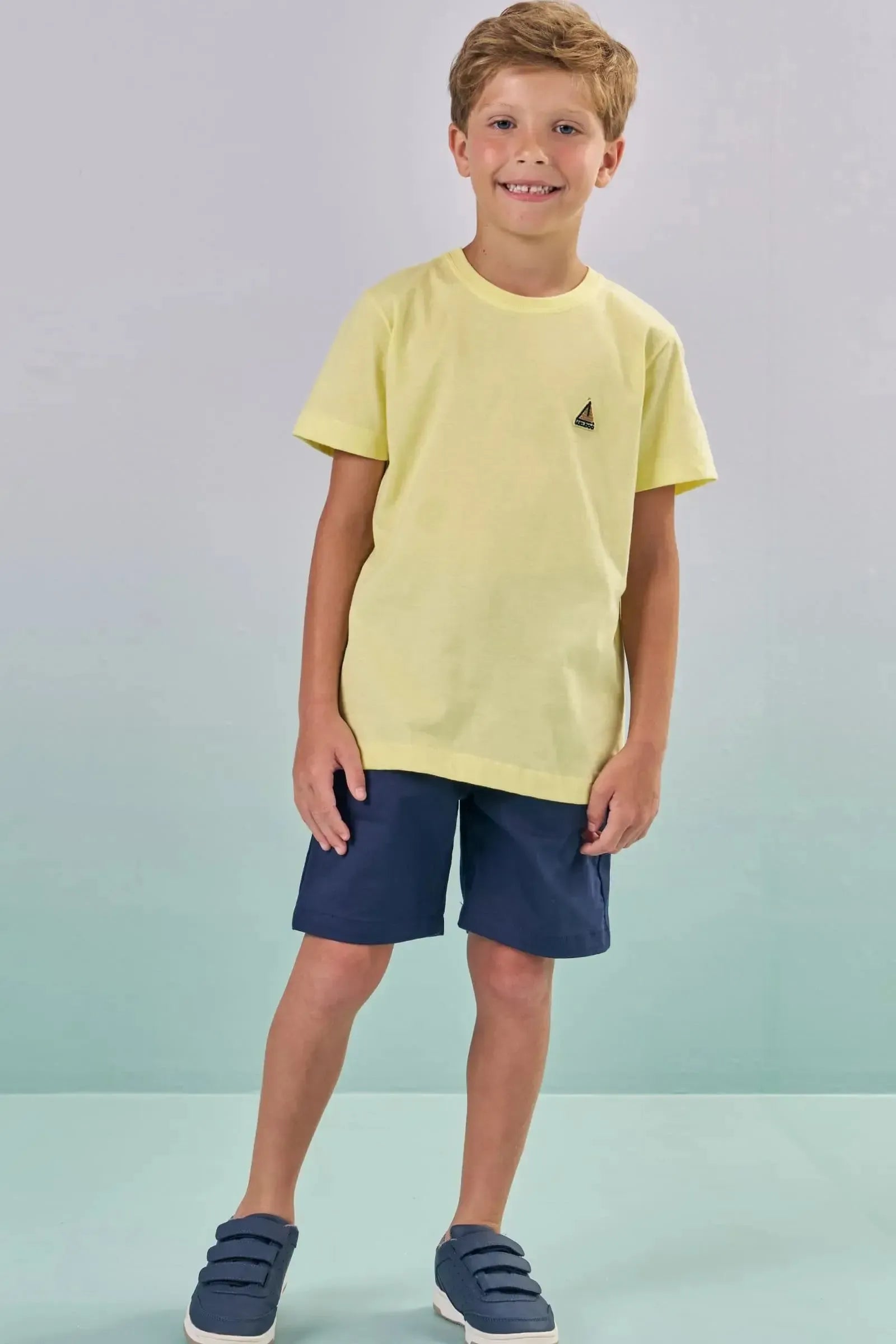 Bermuda em Sarja Caribe com Elastano 87294 LucBoo Infantil Menino