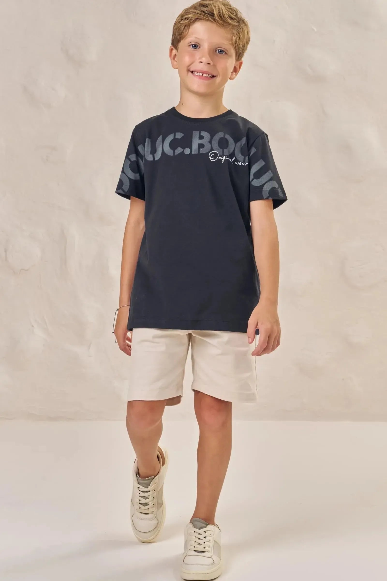 Bermuda em Sarja Caribe com Elastano 88894 LucBoo Infantil Menino