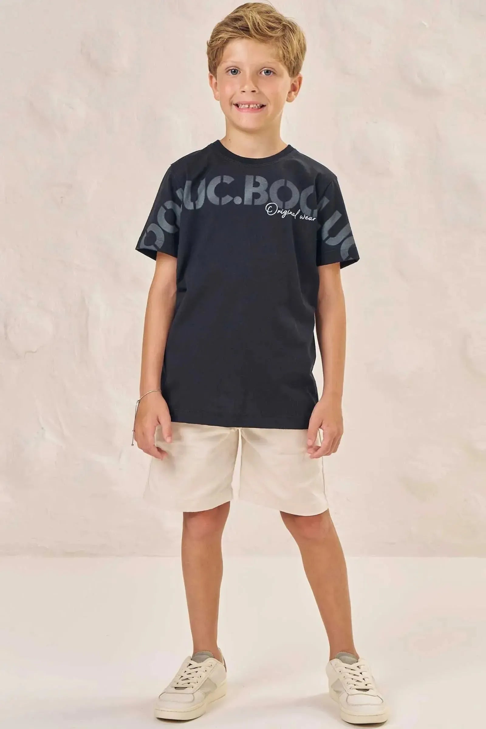 Bermuda em Sarja Caribe com Elastano 88894 LucBoo Infantil Menino