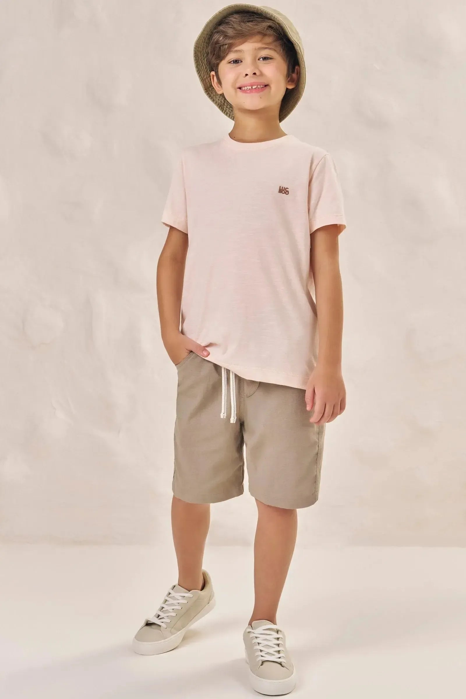Bermuda em Sarja Caribe com Elastano 88894 LucBoo Infantil Menino