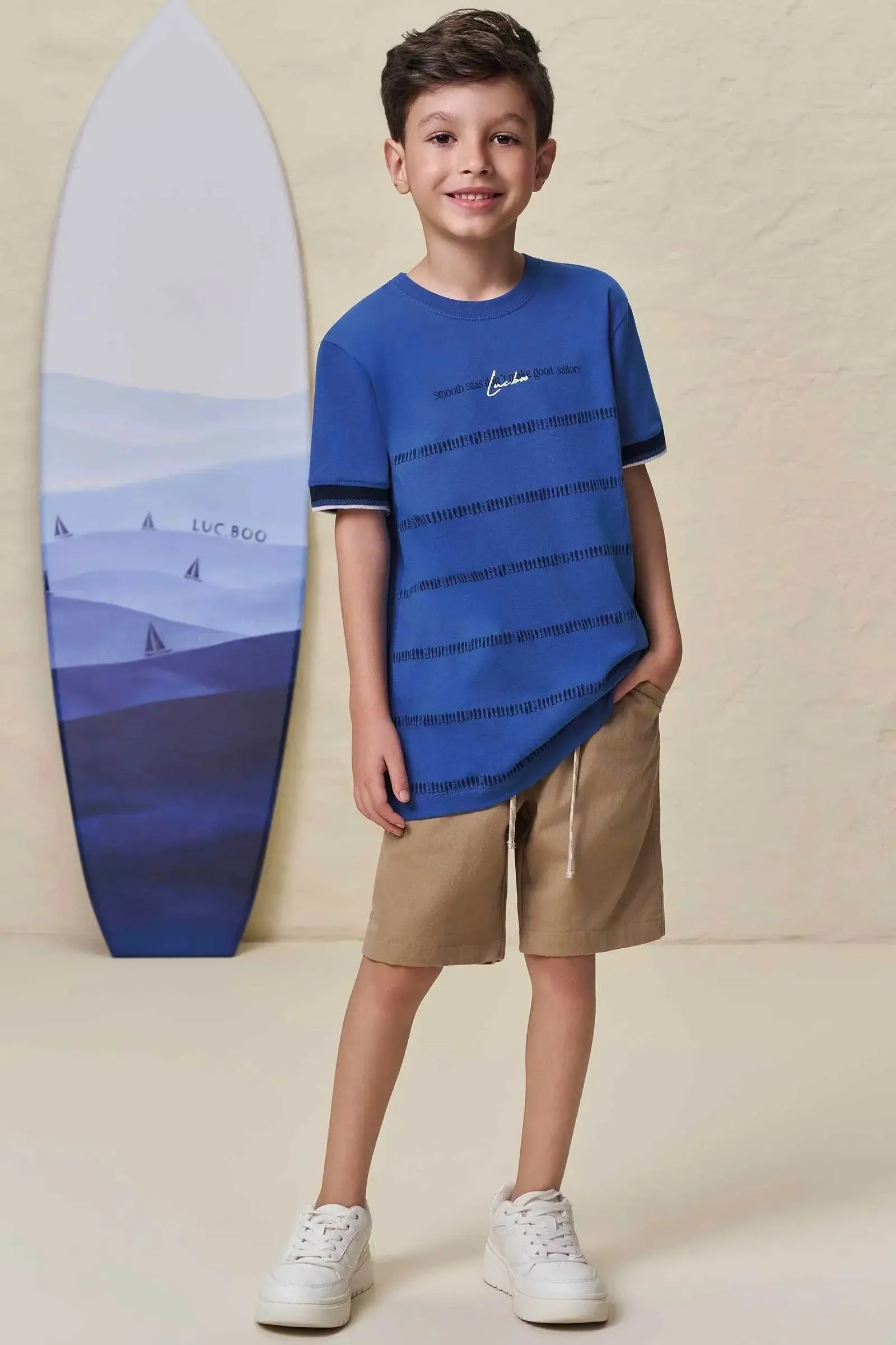 Bermuda em Sarja Girassol com Elastano 99644 LucBoo Infantil Menino